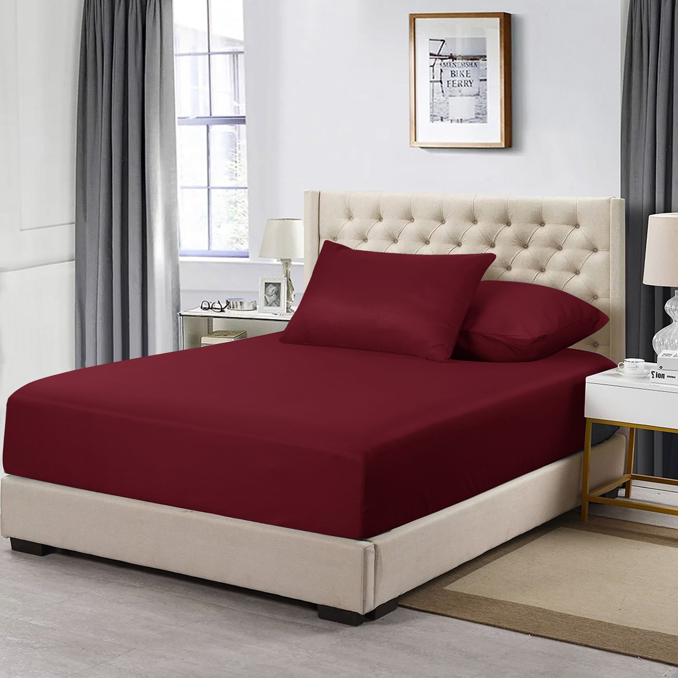 Premium Quality Fitted Sheet Burgundy