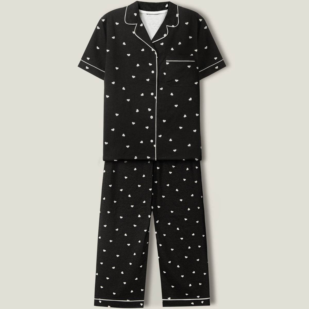 White Heart Printed Lounge wear- 2pc set