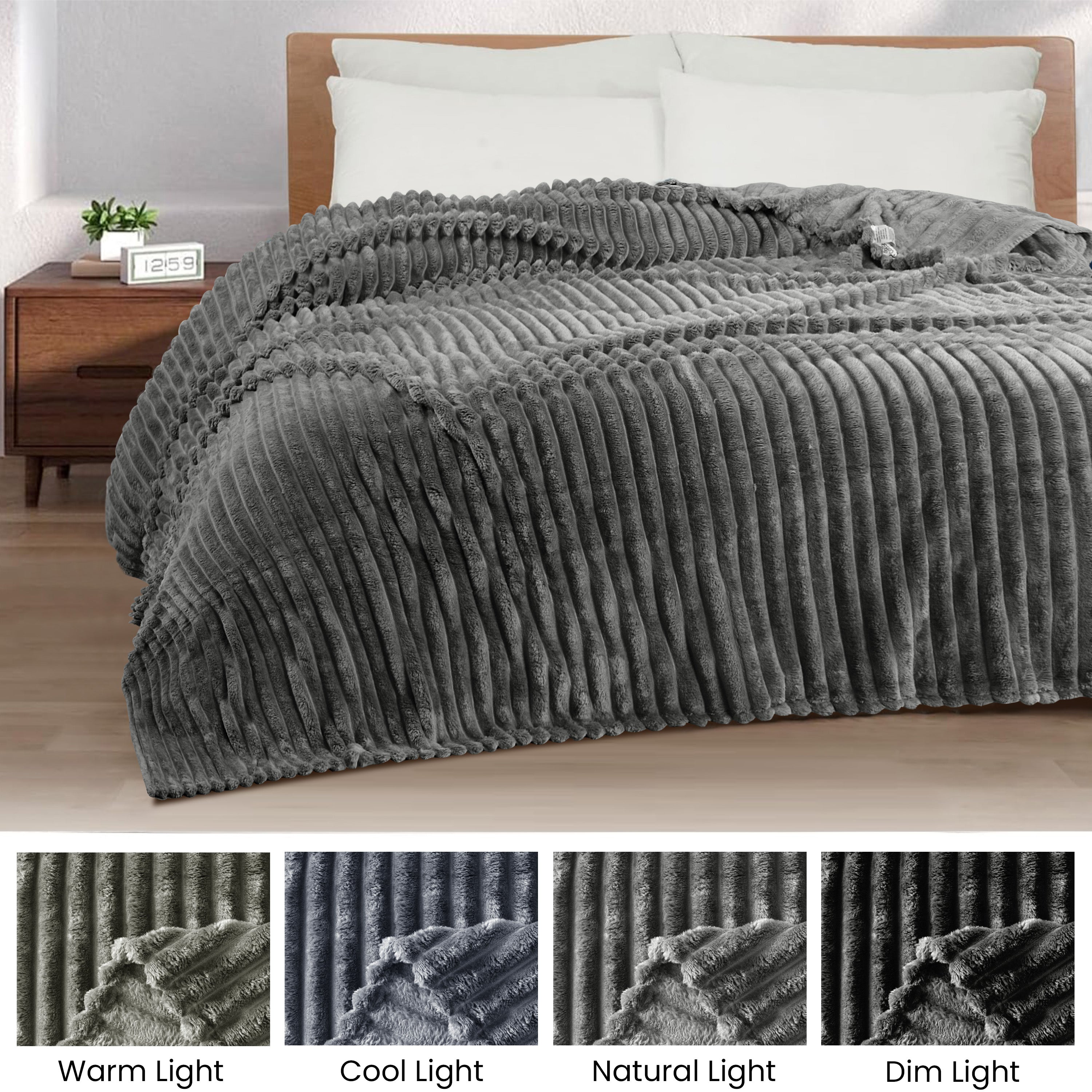 Striped Fleece Bed Blanket