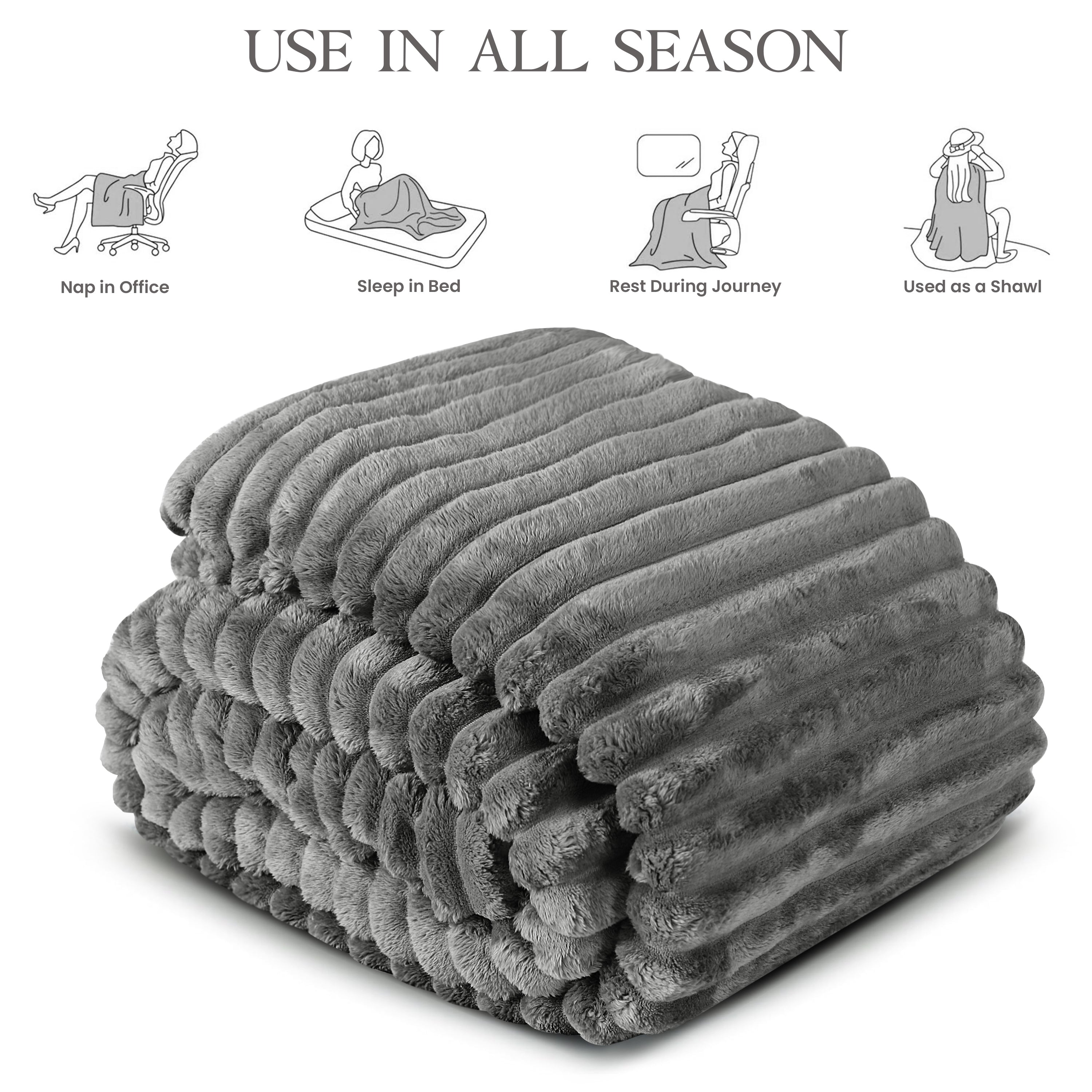 Striped Fleece Bed Blanket