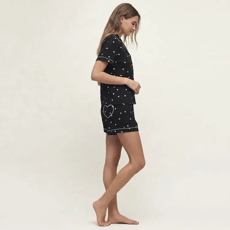 White Heart Printed Lounge wear- 2pc set
