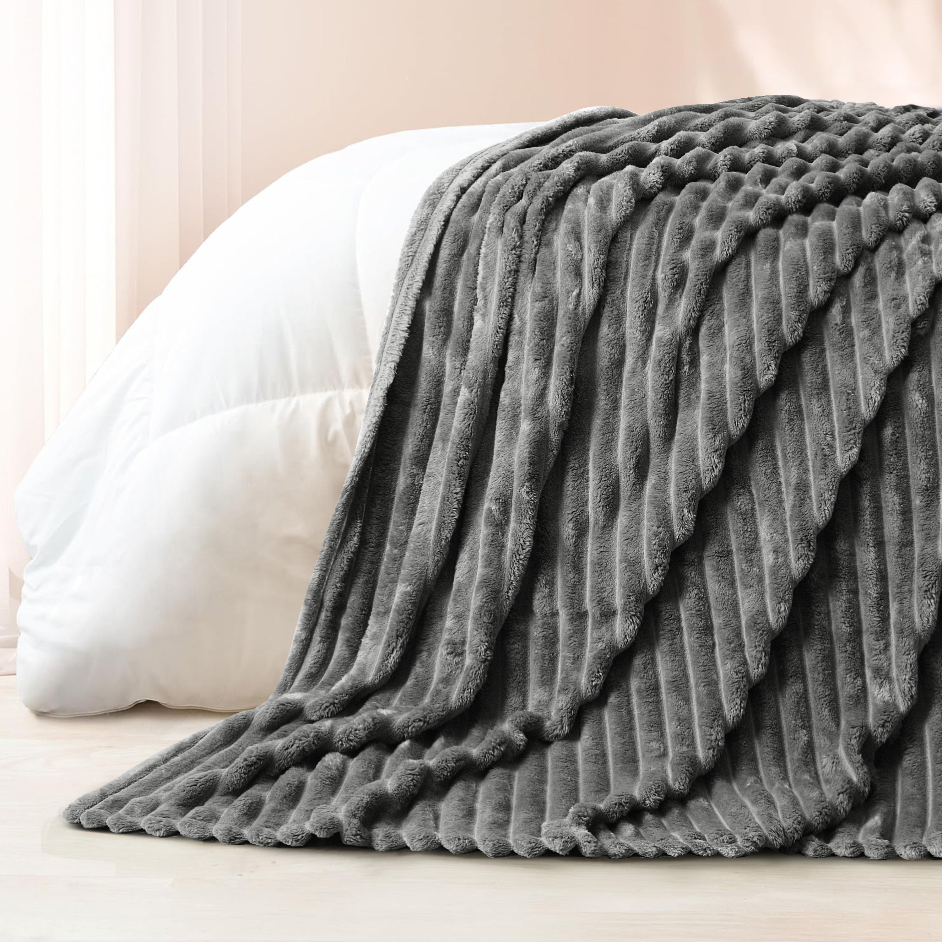Striped Fleece Bed Blanket
