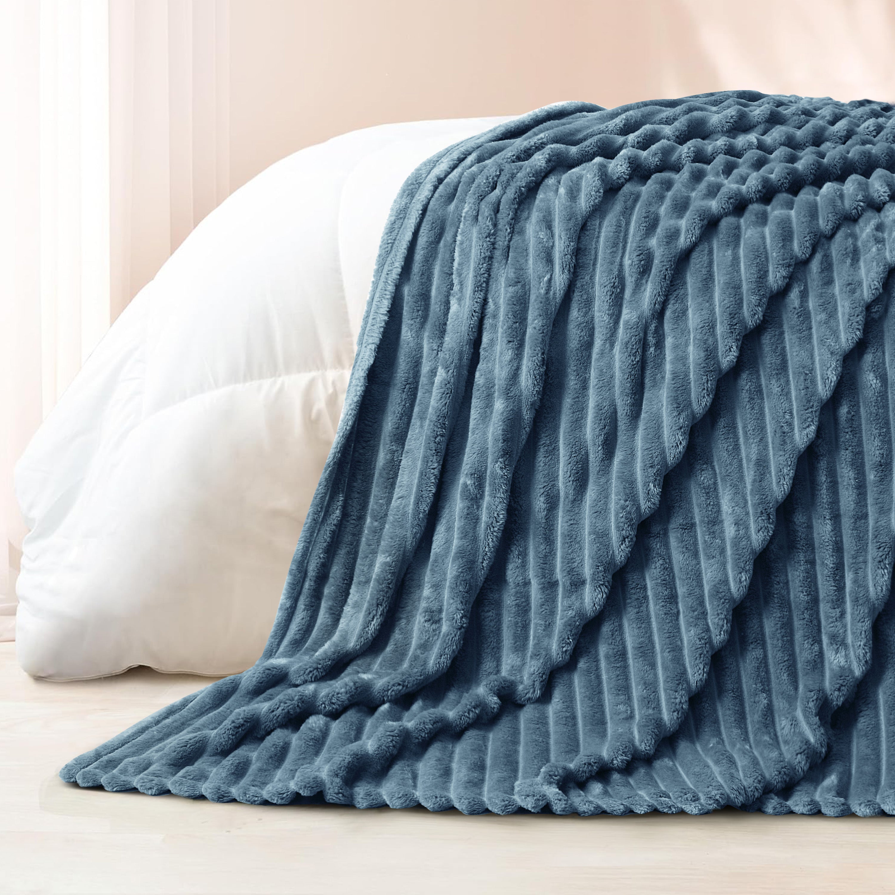 Striped Fleece Bed Blanket