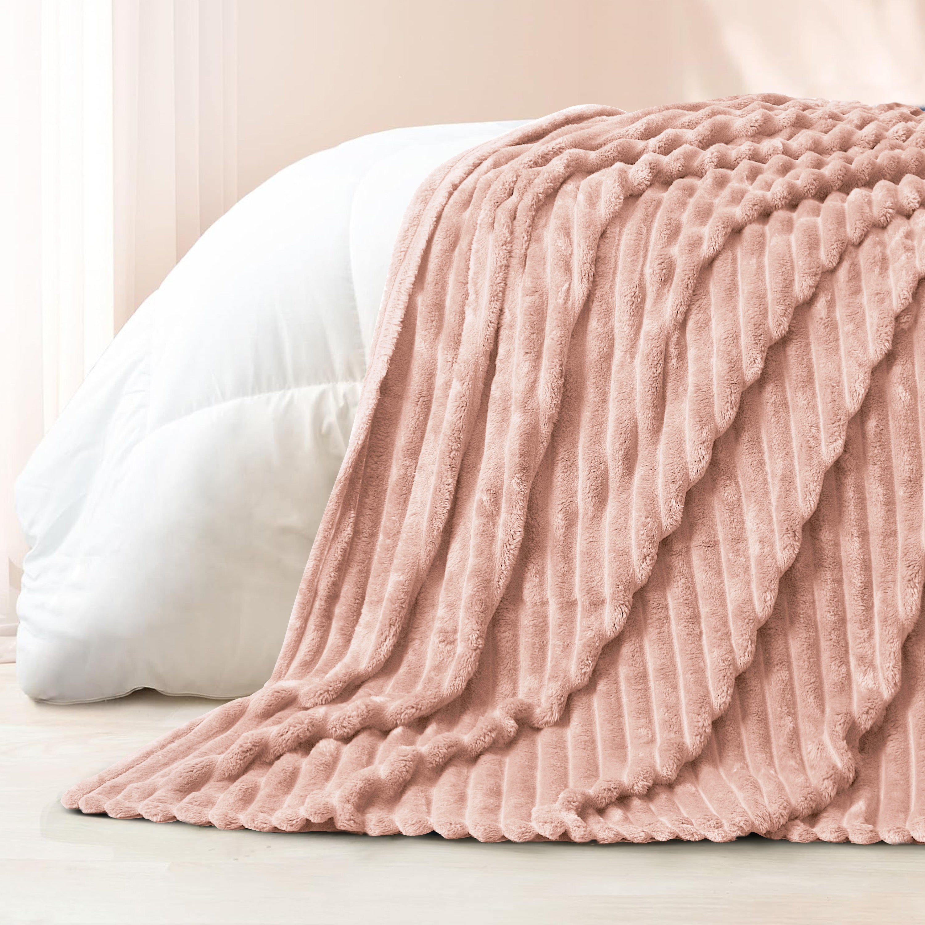 Striped Fleece Bed Blanket