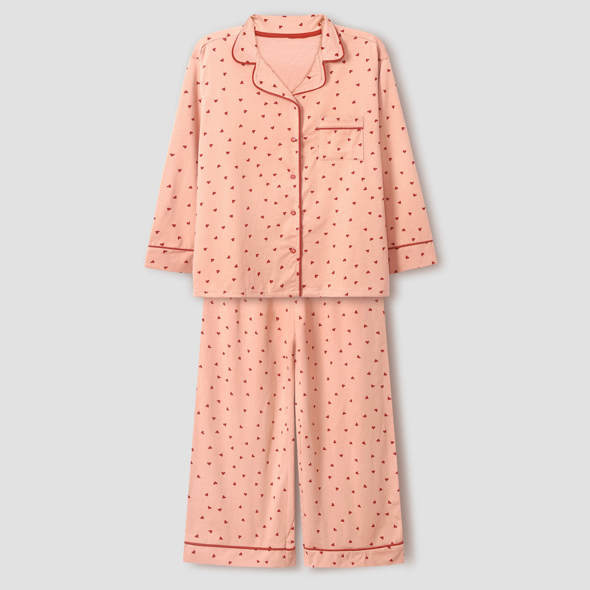 Red Heart Printed Loungewear-2pc Set