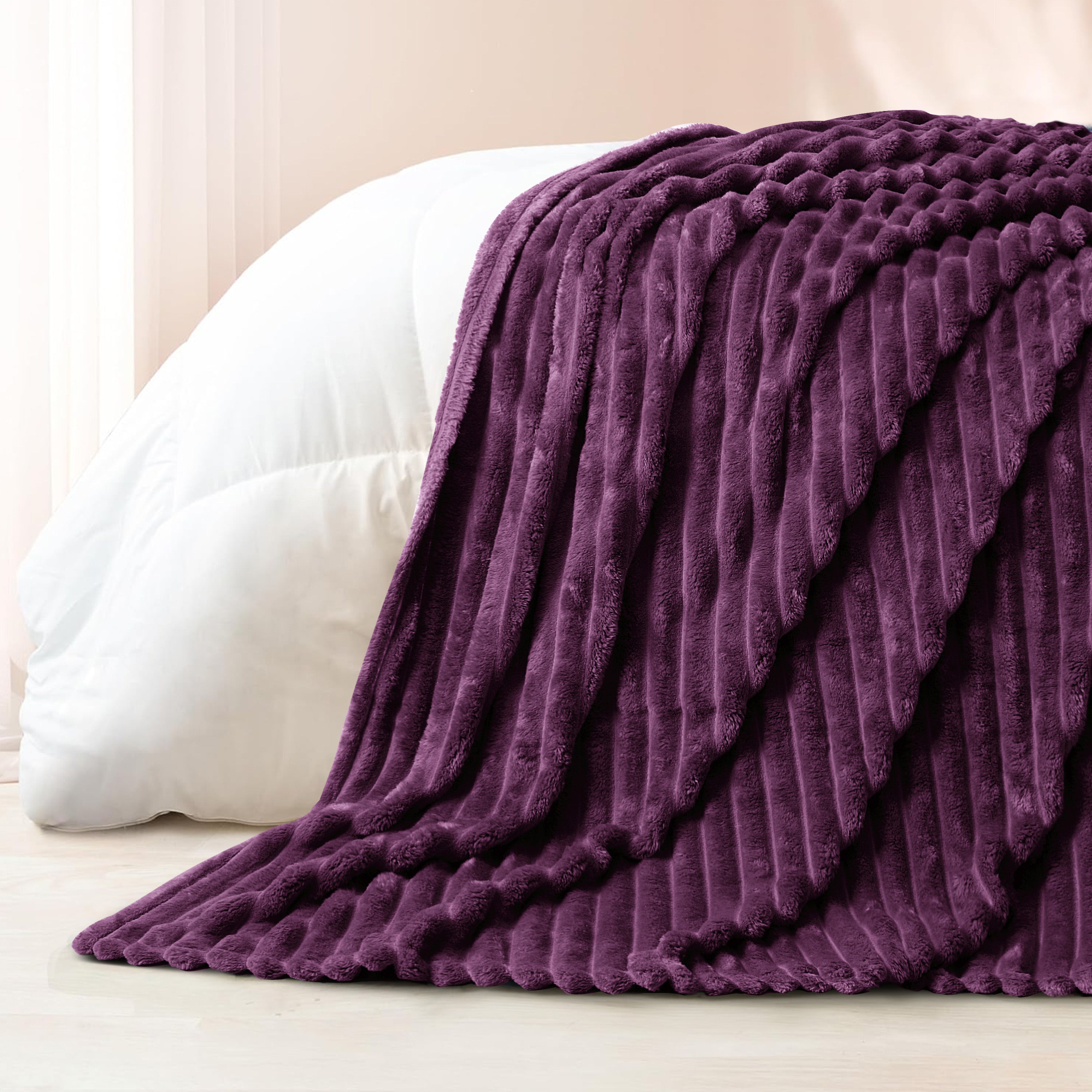 Striped Fleece Bed Blanket