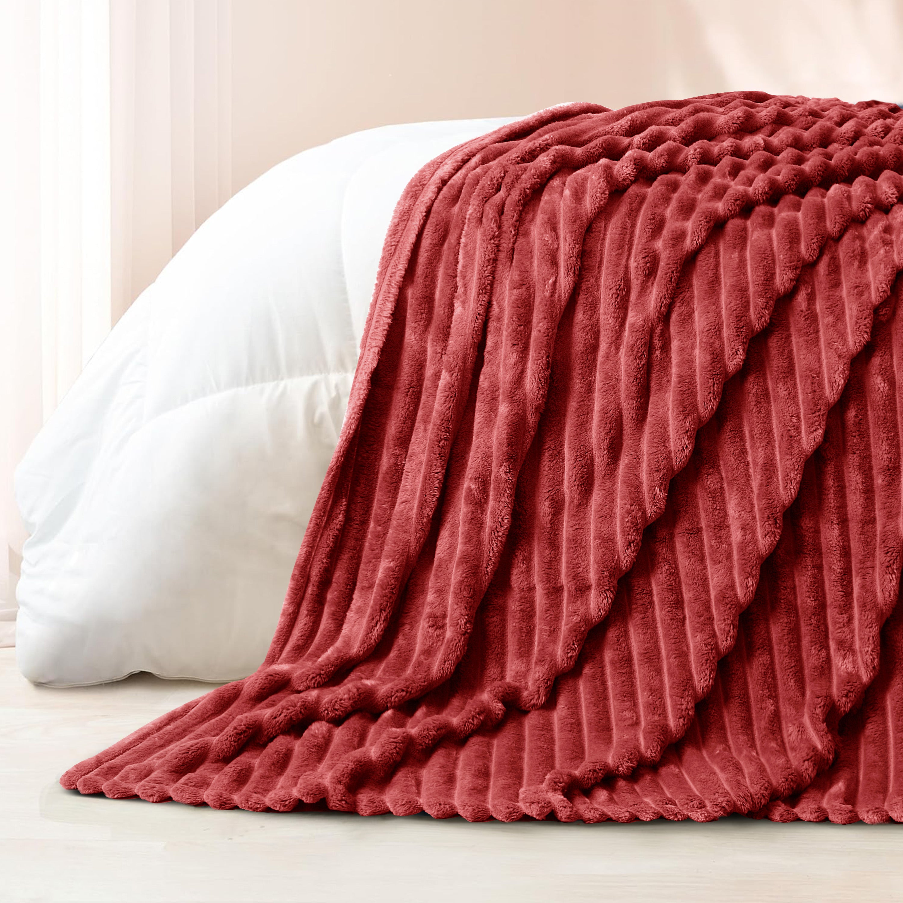 Striped Fleece Bed Blanket
