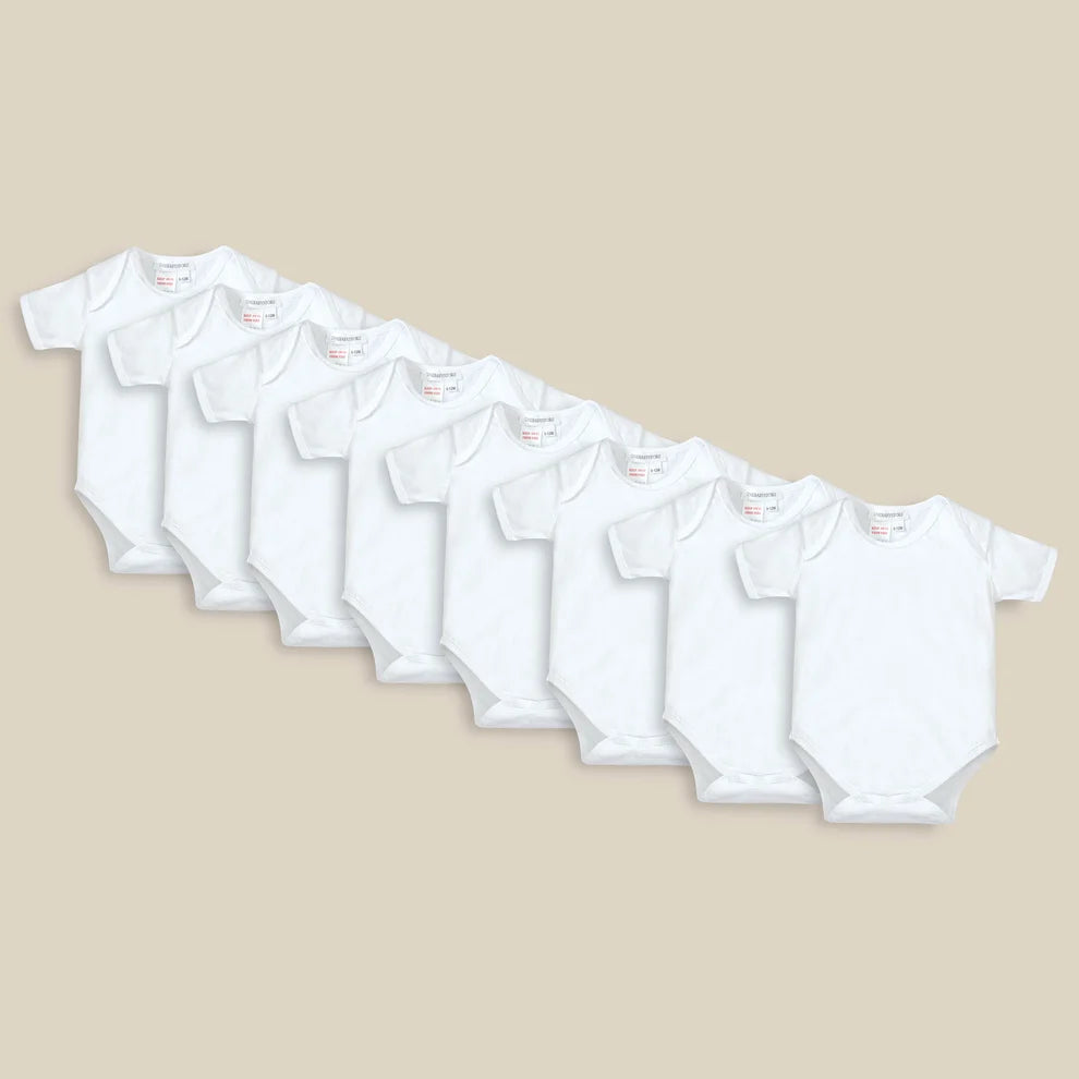Pack of Eight Bodysuits – White