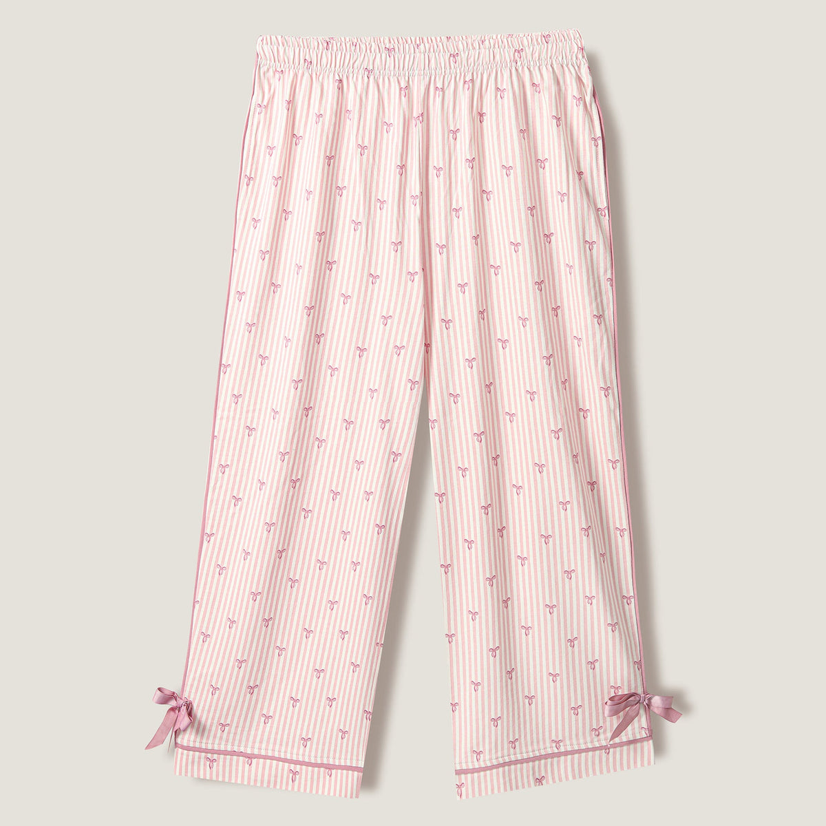 Pink Stripe Bow Lounge wear- 2pc set