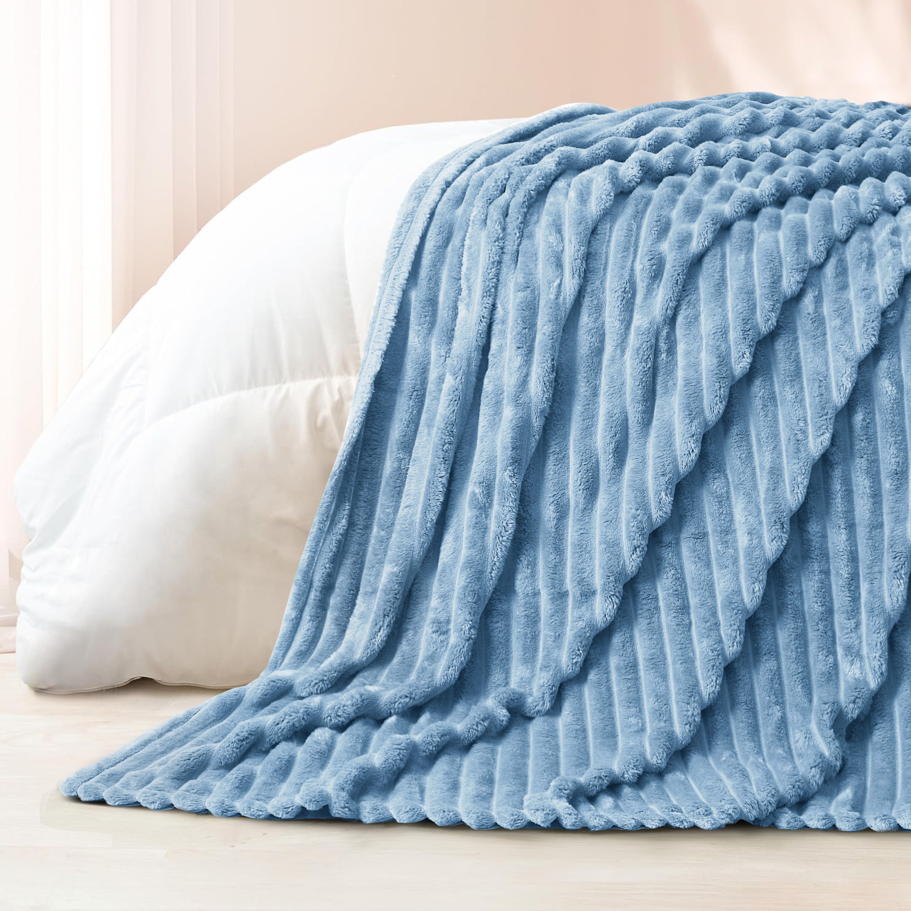Striped Fleece Bed Blanket