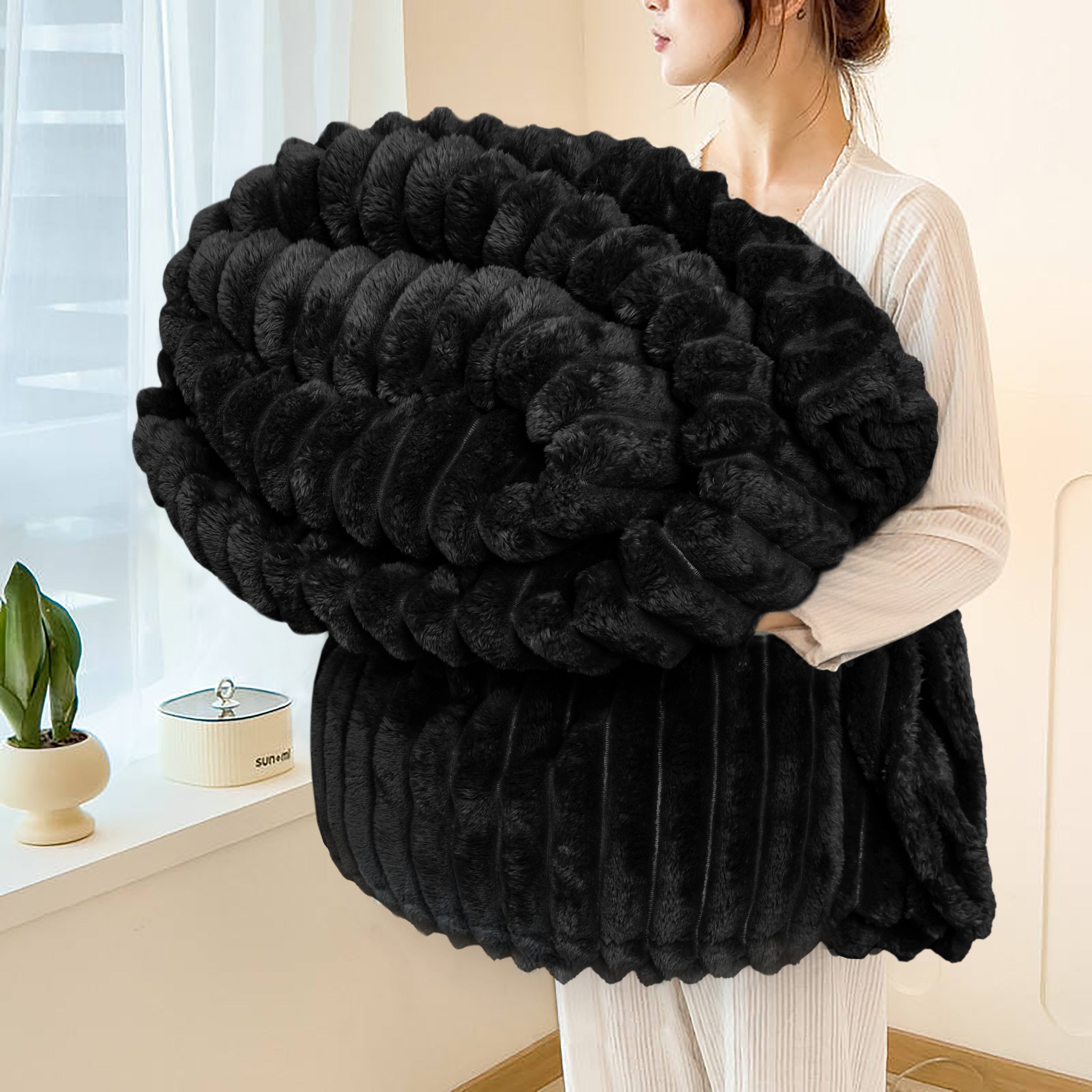 Striped Fleece Bed Blanket