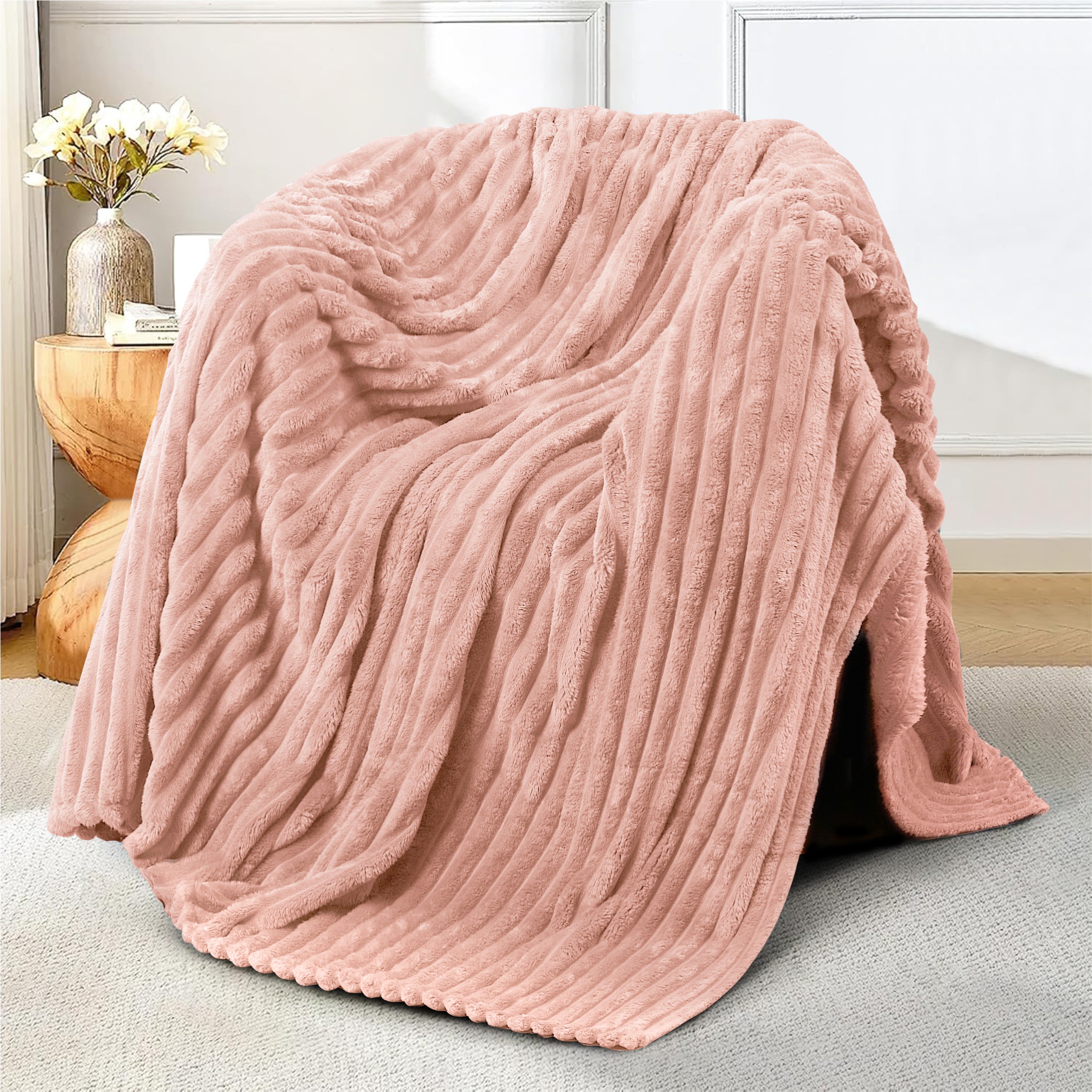 Striped Fleece Bed Blanket