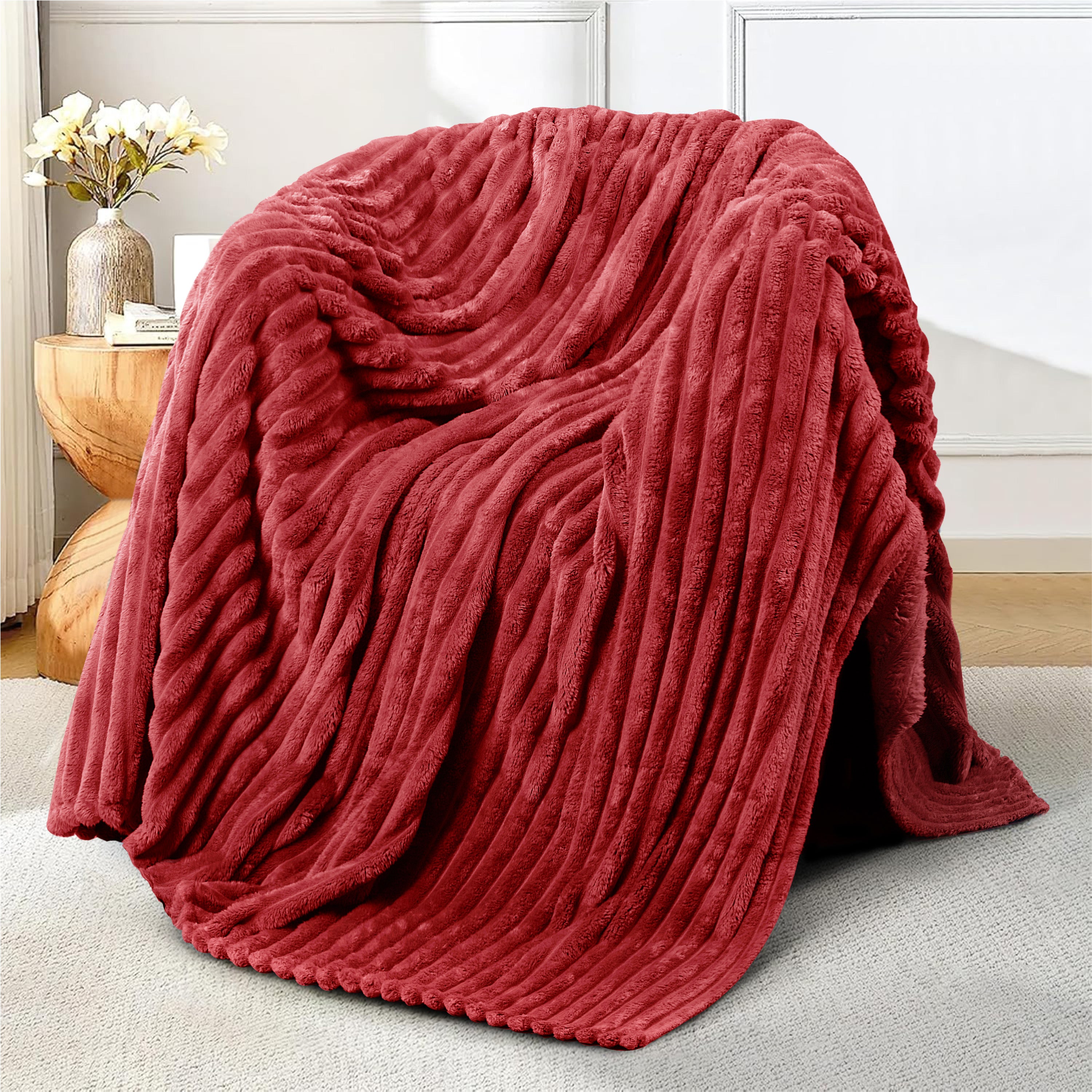 Striped Fleece Bed Blanket