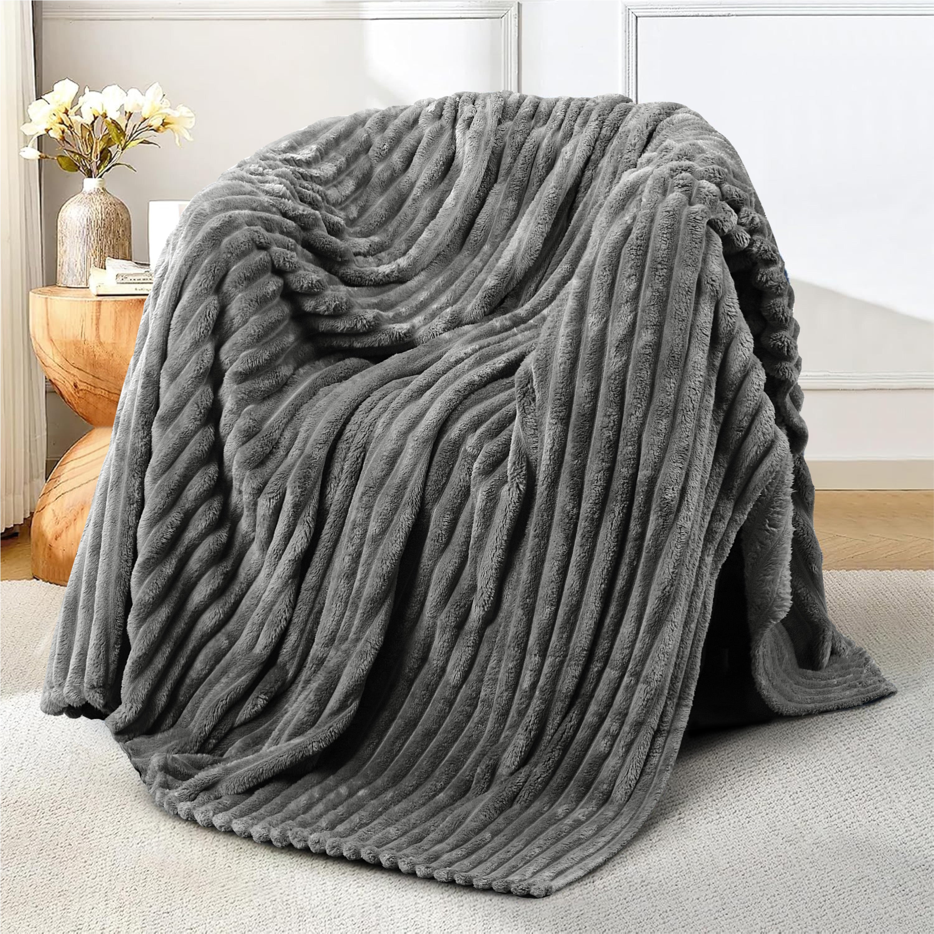 Striped Fleece Bed Blanket