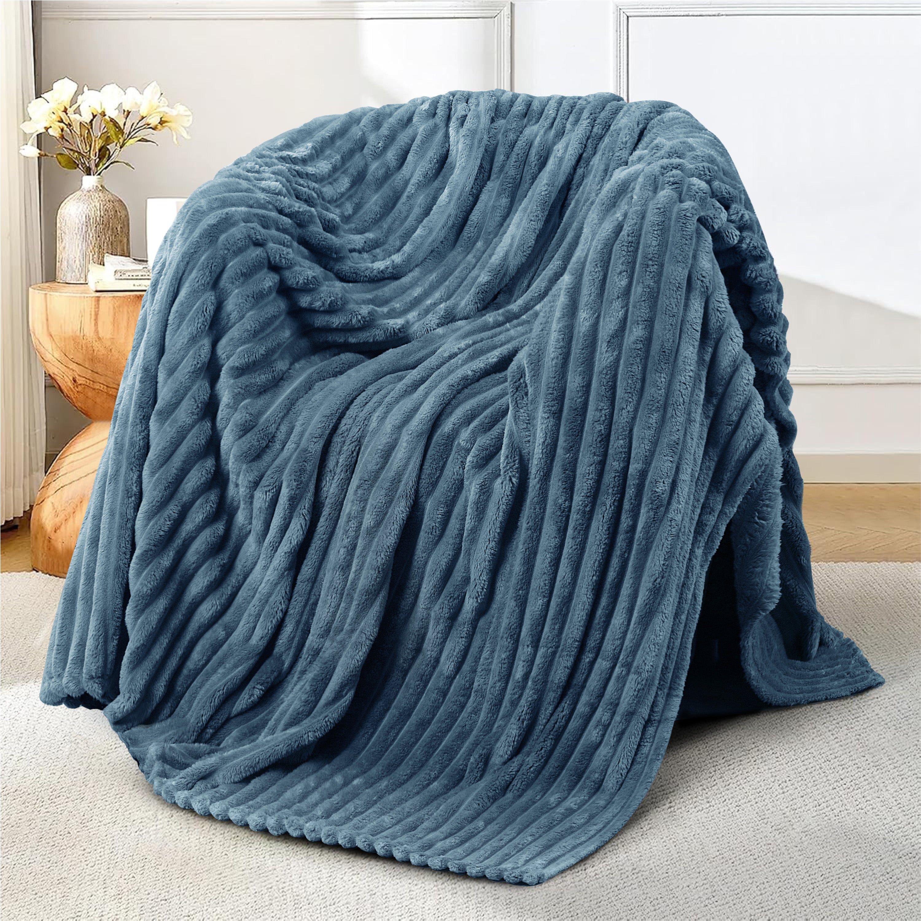 Striped Fleece Bed Blanket