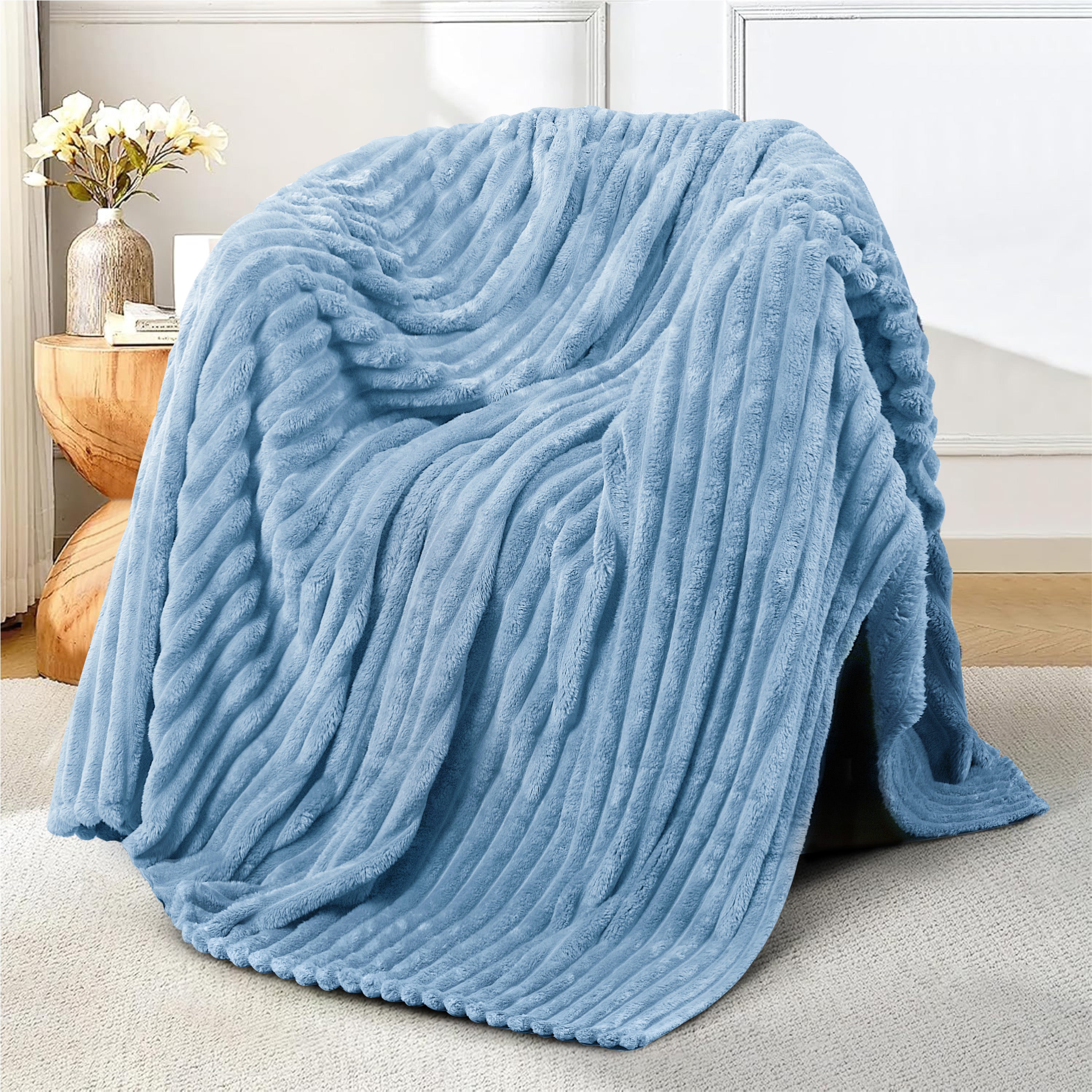Striped Fleece Bed Blanket