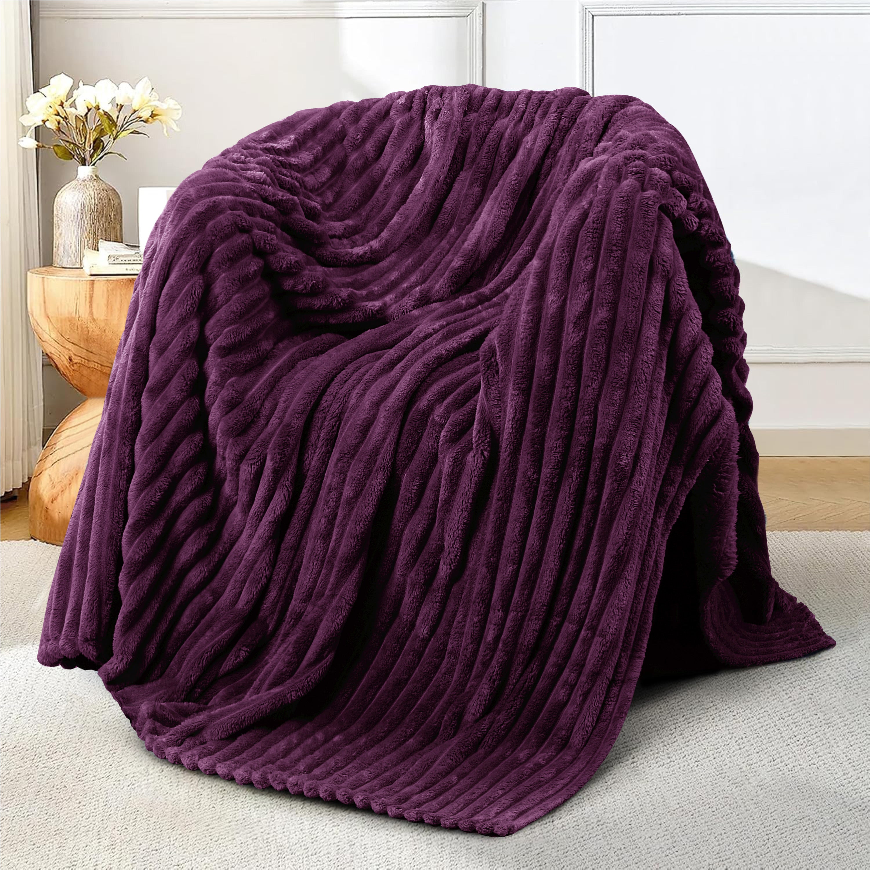 Striped Fleece Bed Blanket