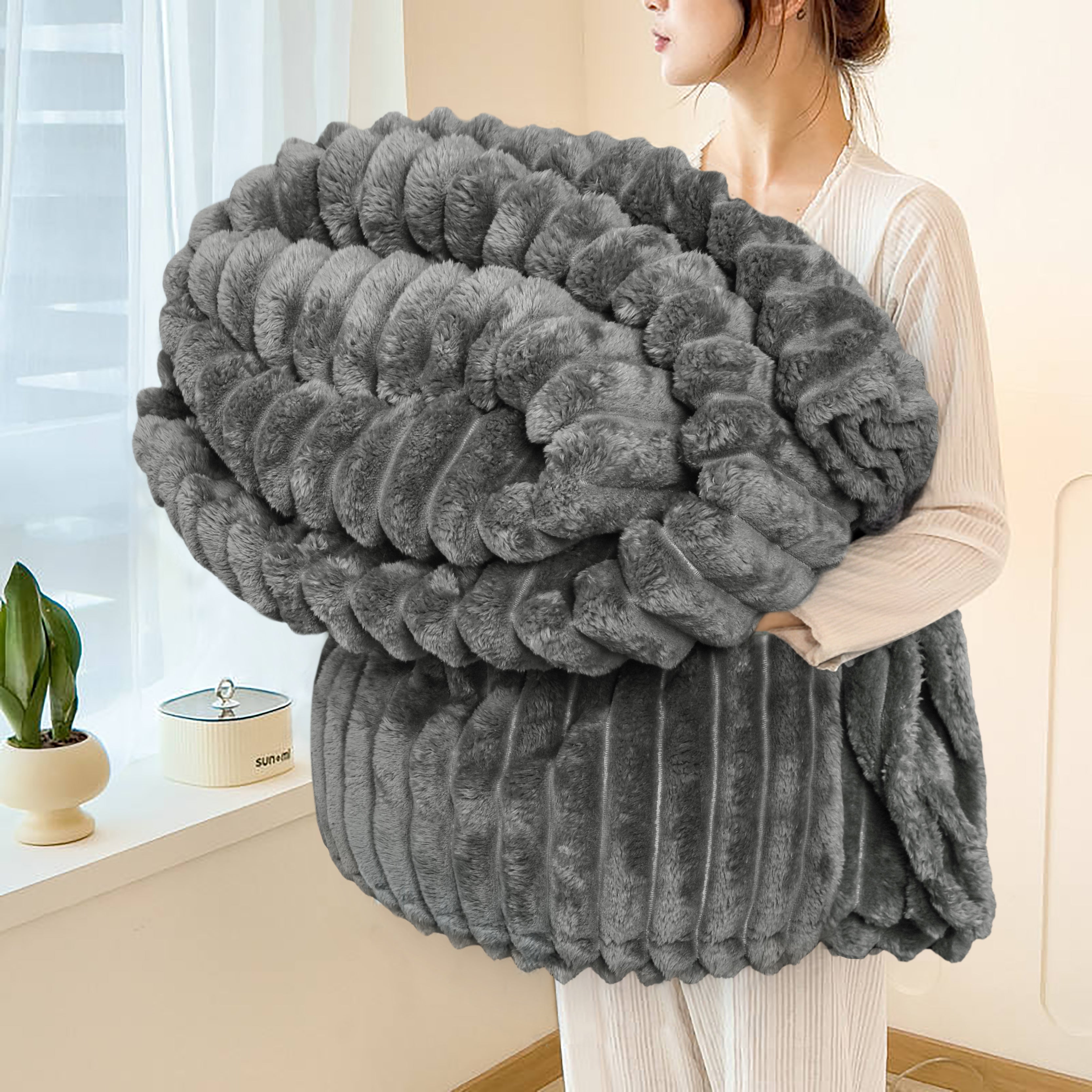 Striped Fleece Bed Blanket