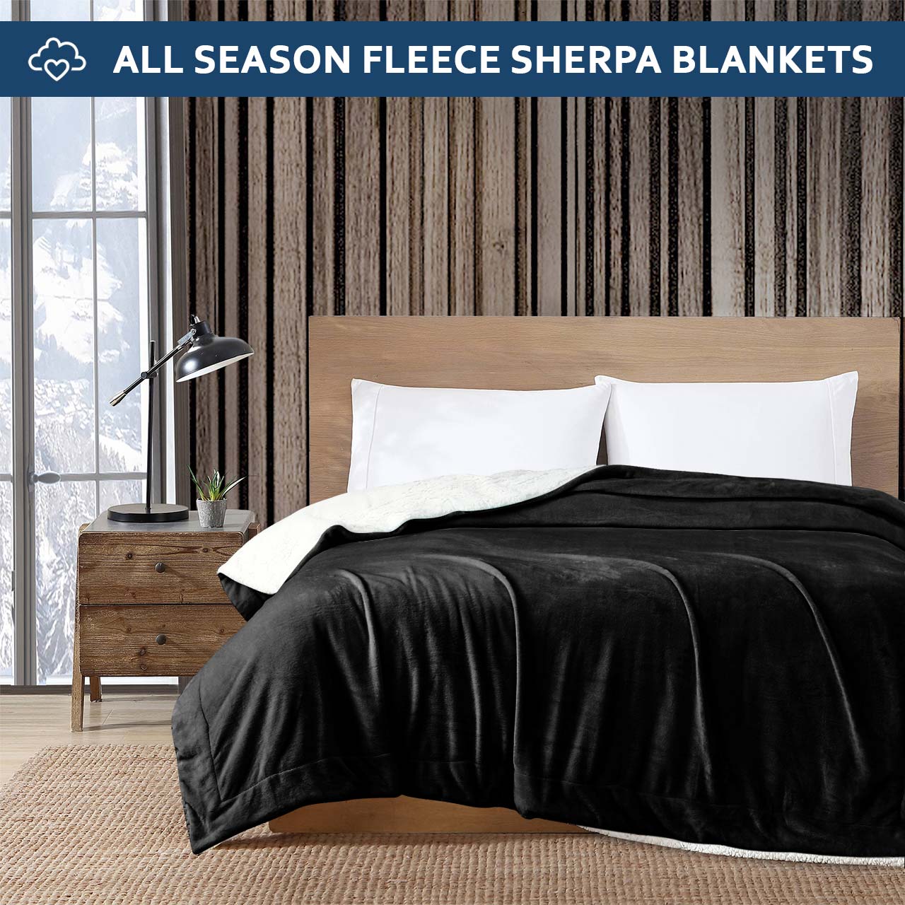 Black best sale sherpa blanket