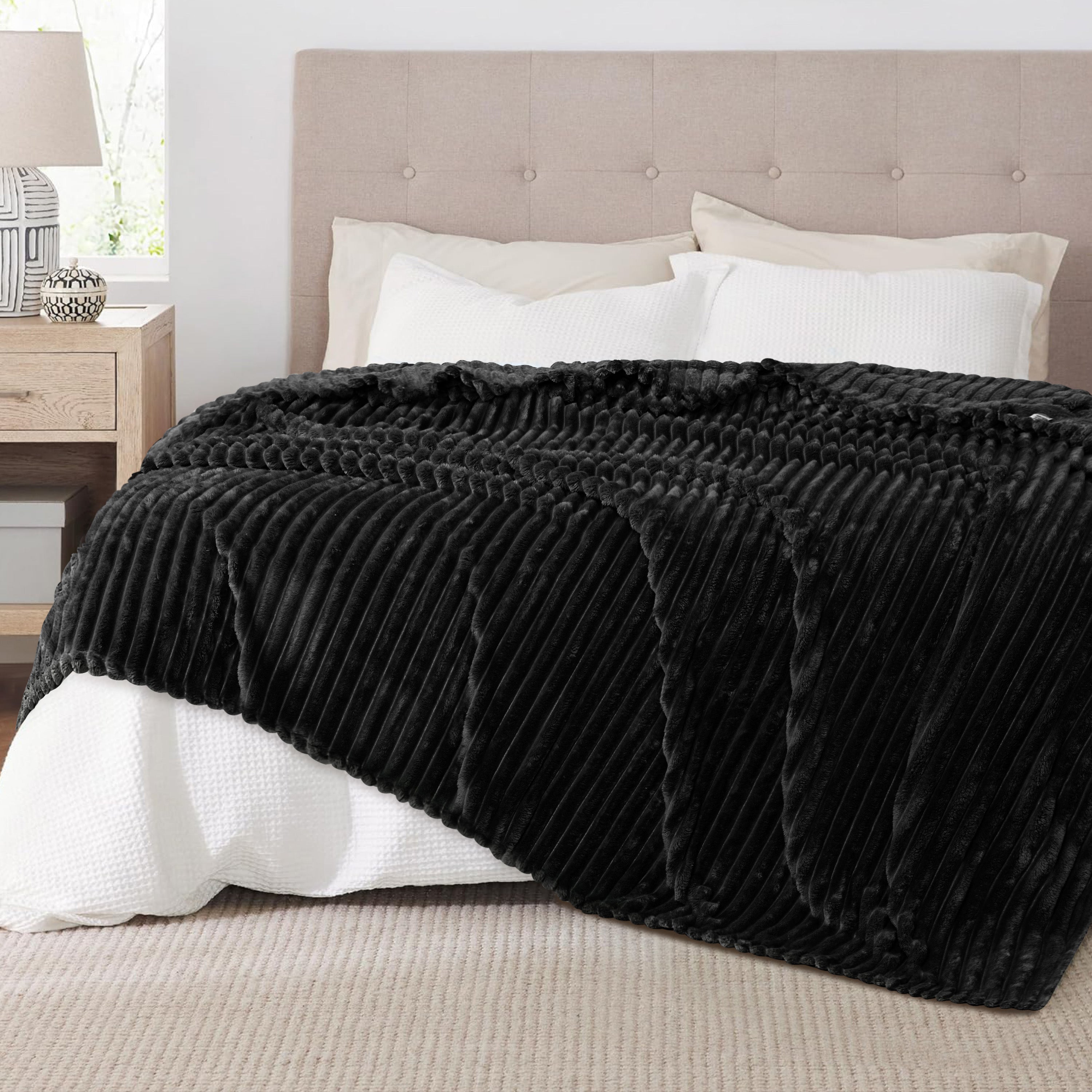Striped Fleece Bed Blanket