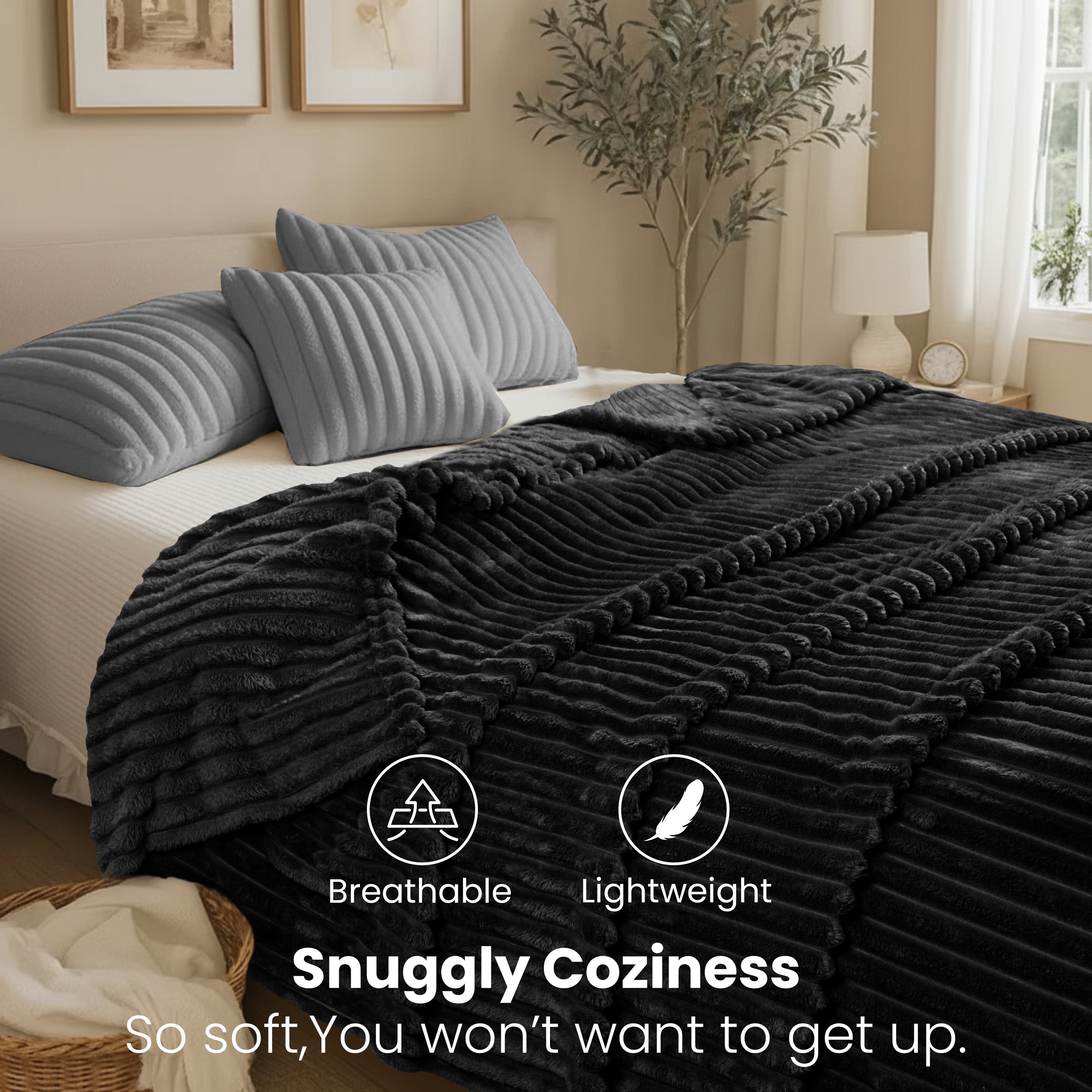 Striped Fleece Bed Blanket