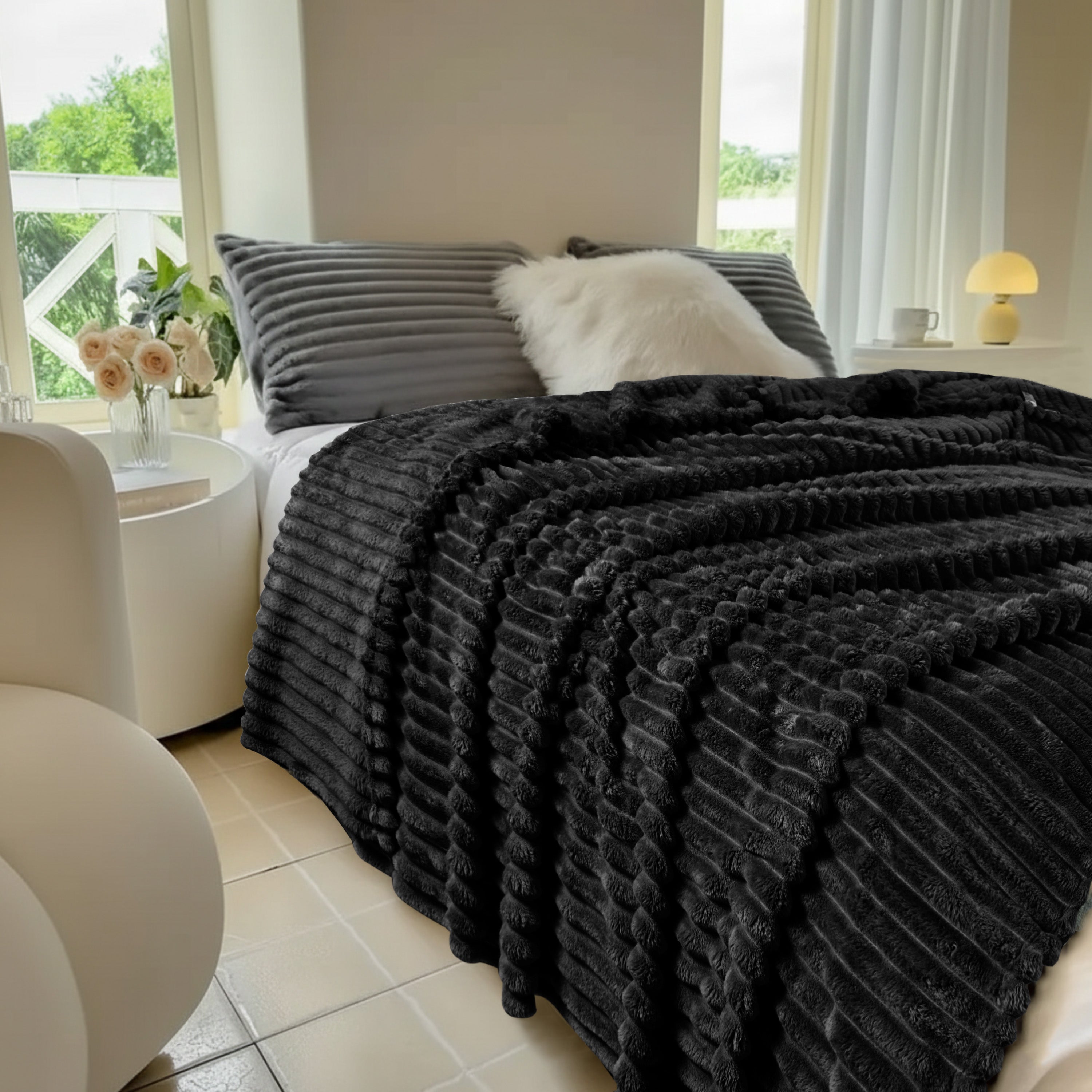 Striped Fleece Bed Blanket