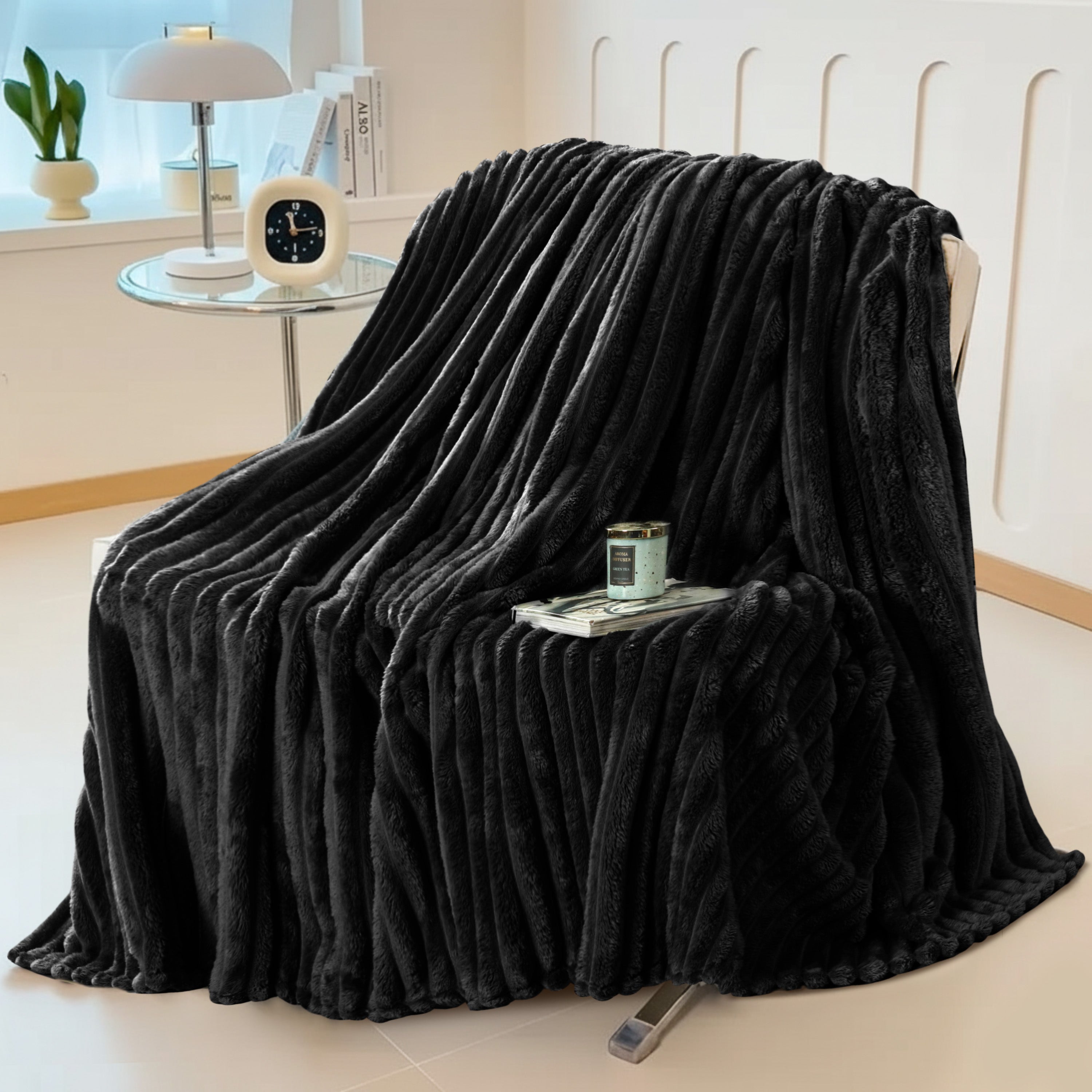 Striped Fleece Bed Blanket