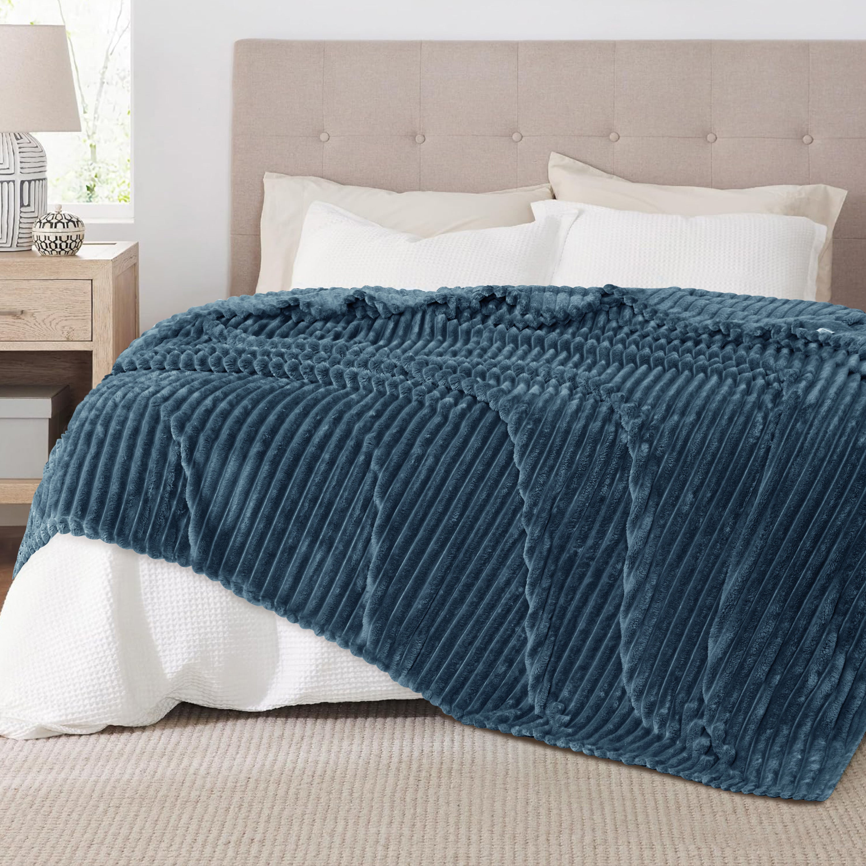 Striped Fleece Bed Blanket