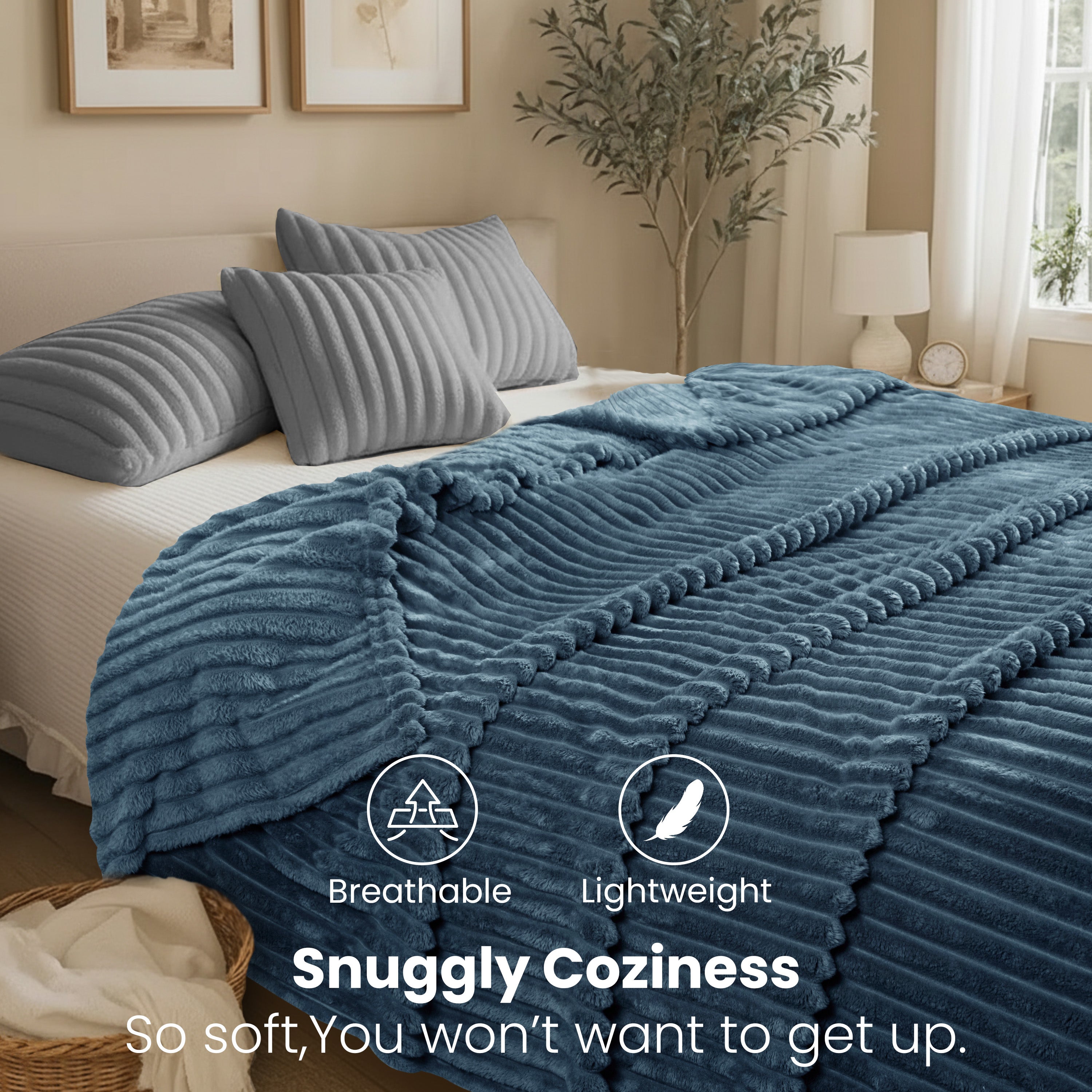 Striped Fleece Bed Blanket