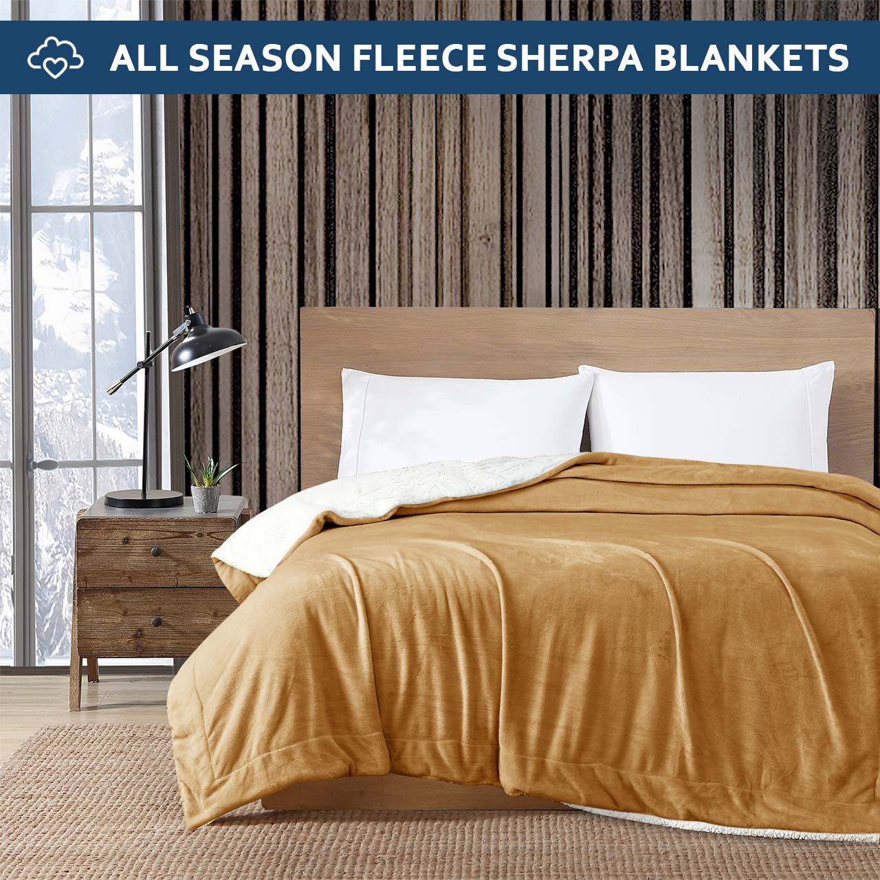 Ultra Soft Sherpa Blanket Camel