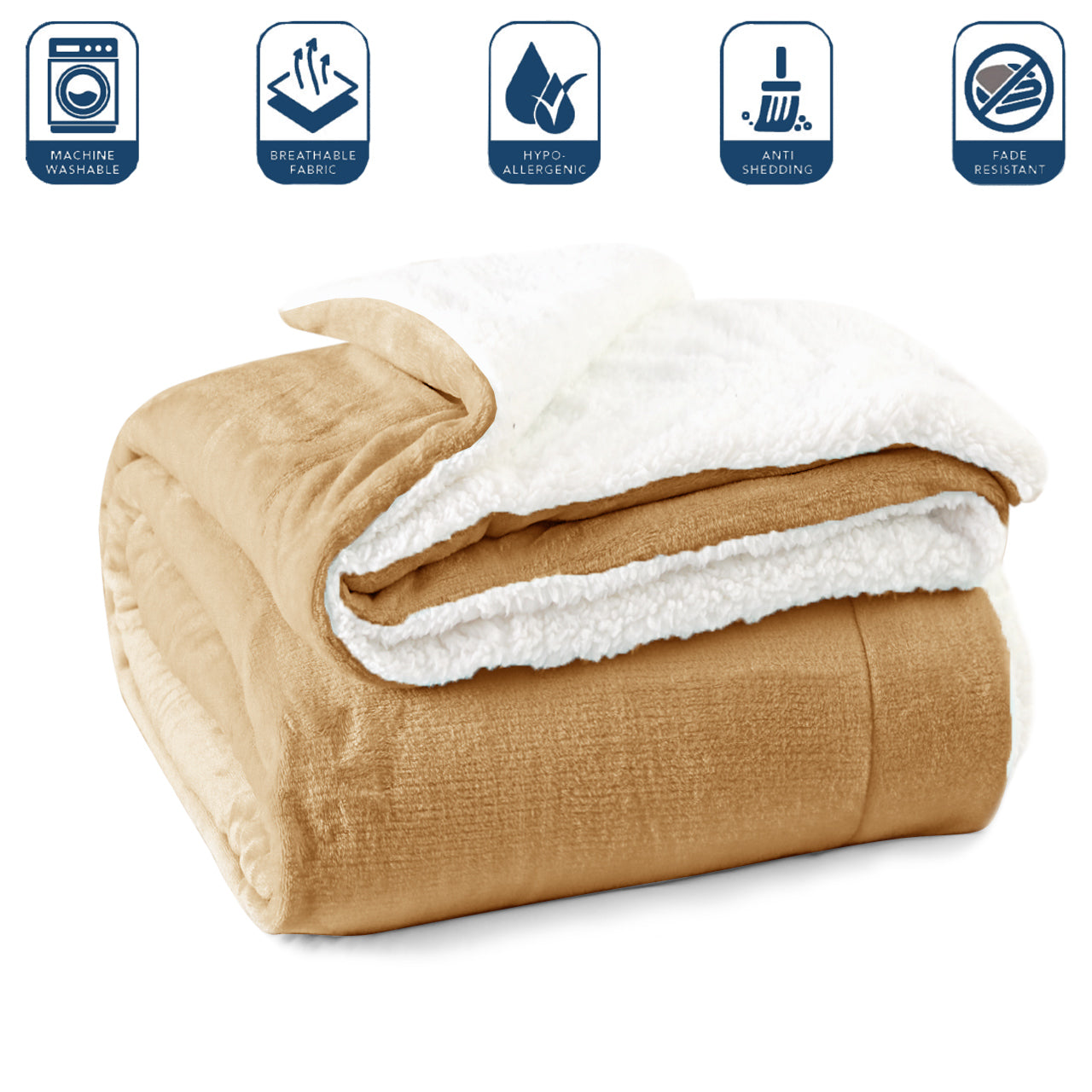 Ultra Soft Sherpa Blanket Camel