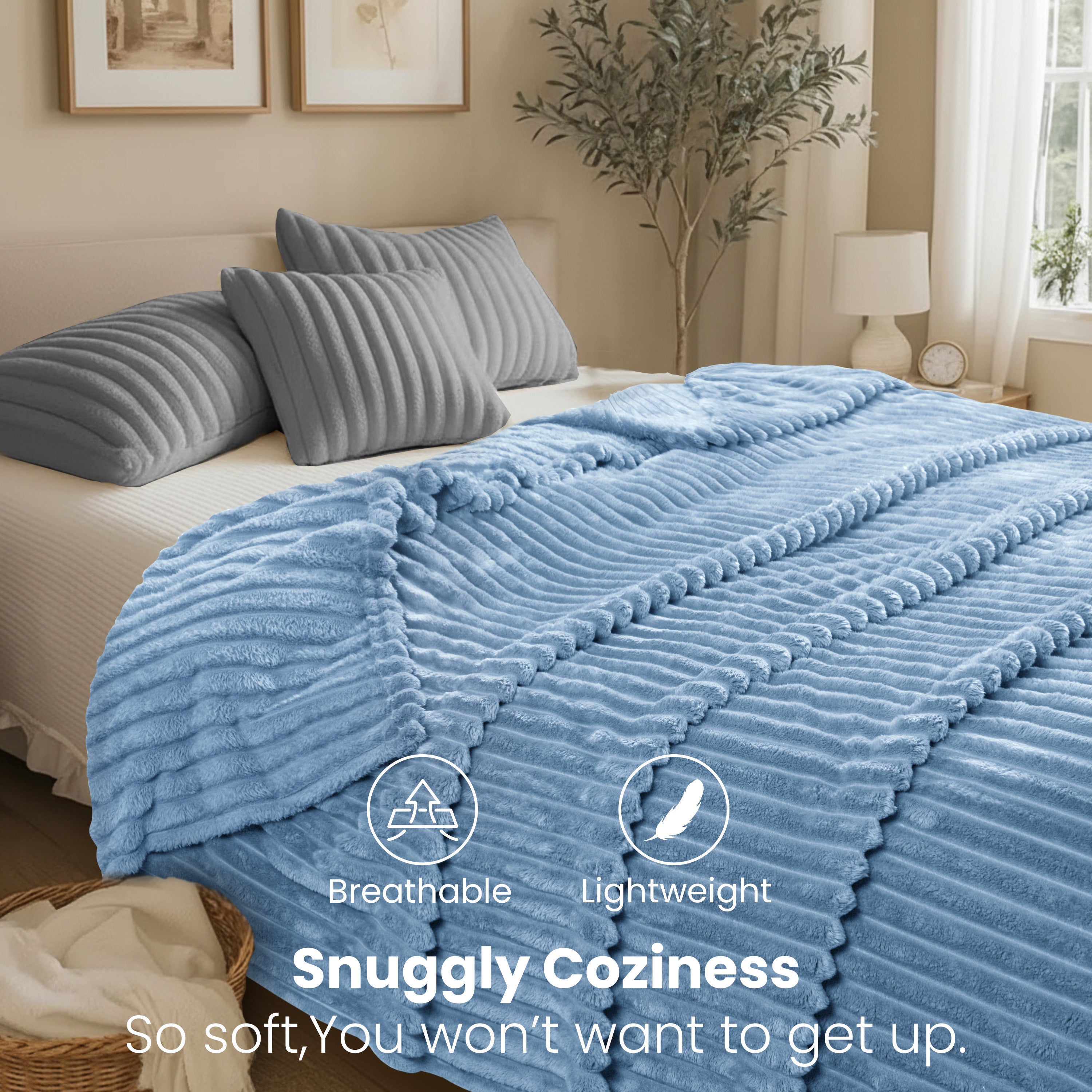 Striped Fleece Bed Blanket