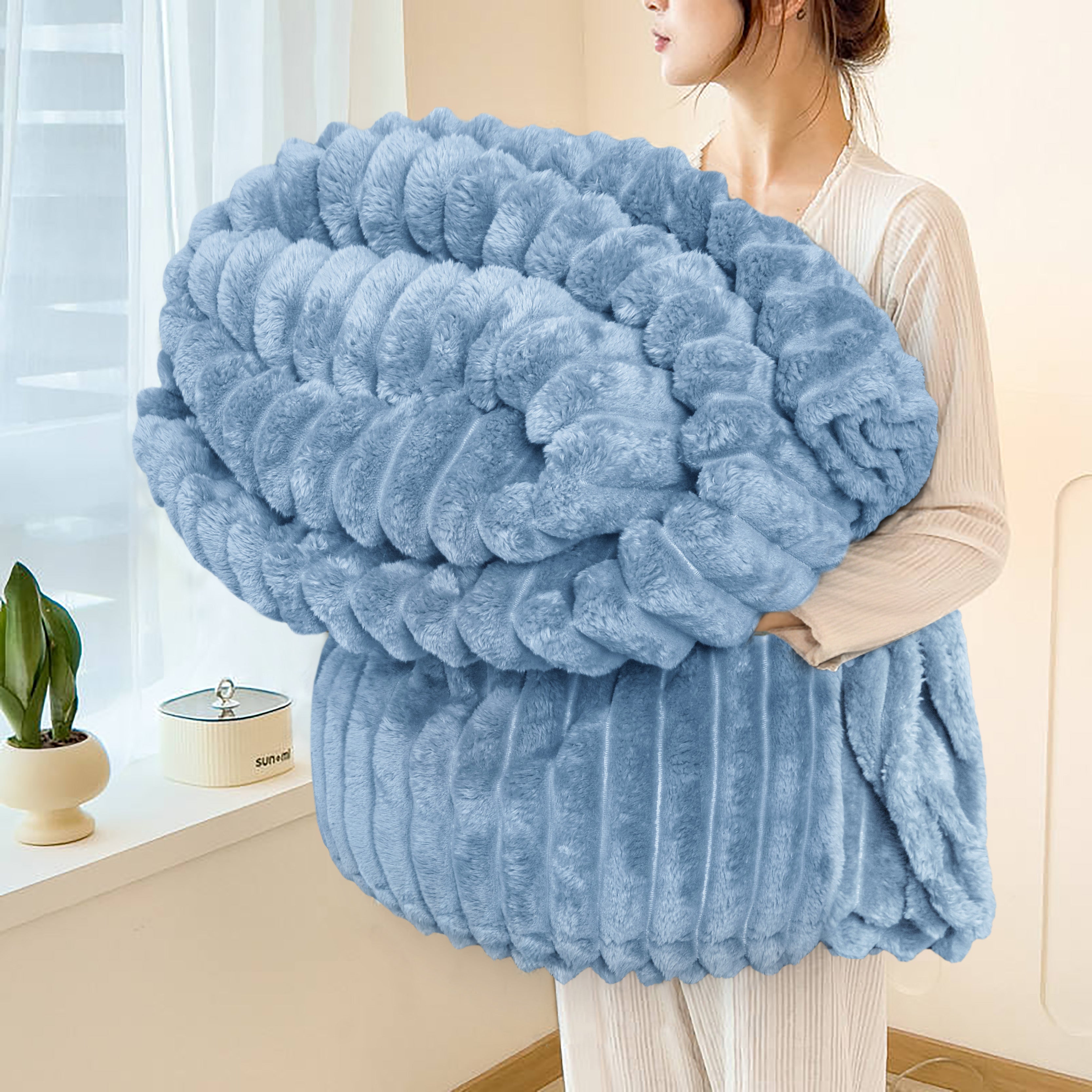 Striped Fleece Bed Blanket