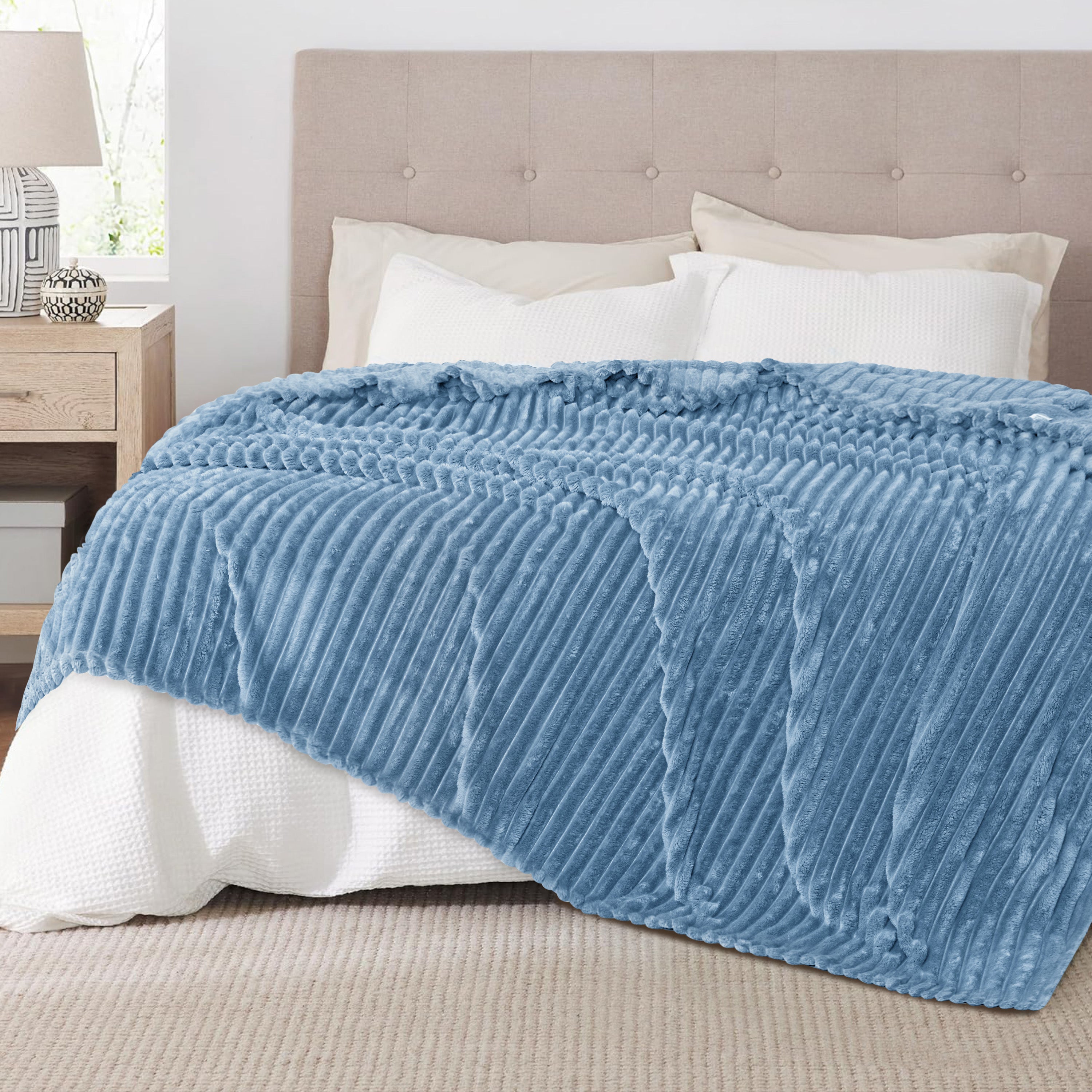 Striped Fleece Bed Blanket