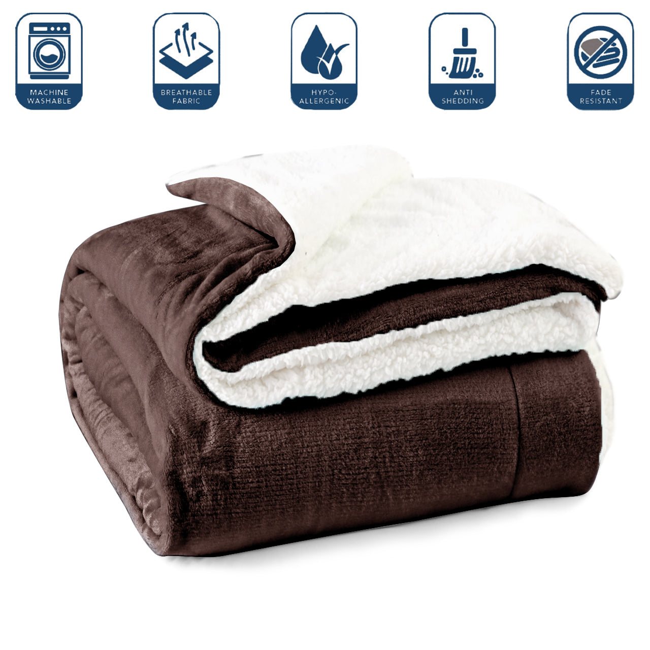 Cozy Reversible Brown Coffee Sherpa Blanket