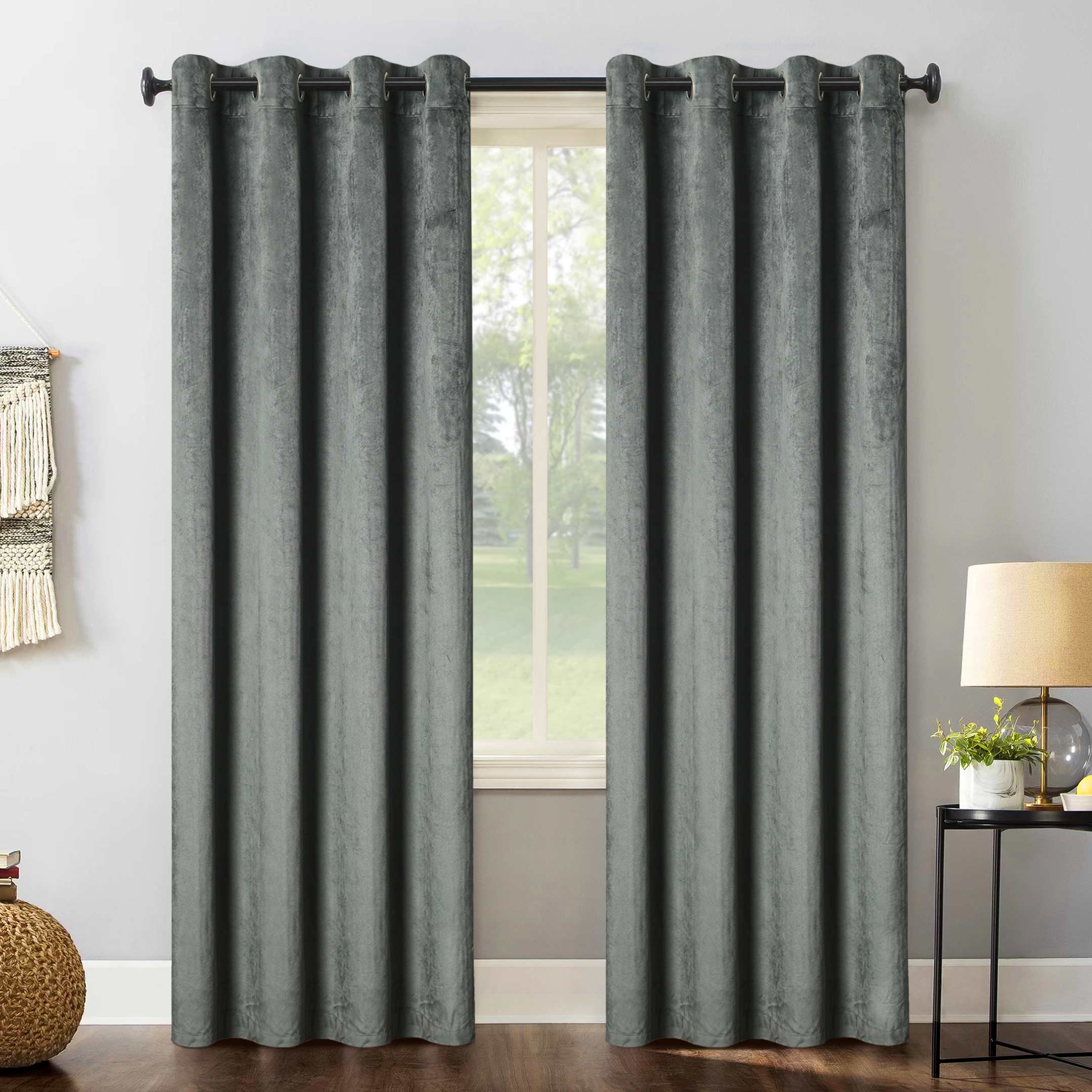 Elegant Grommets Velvet Window Panels