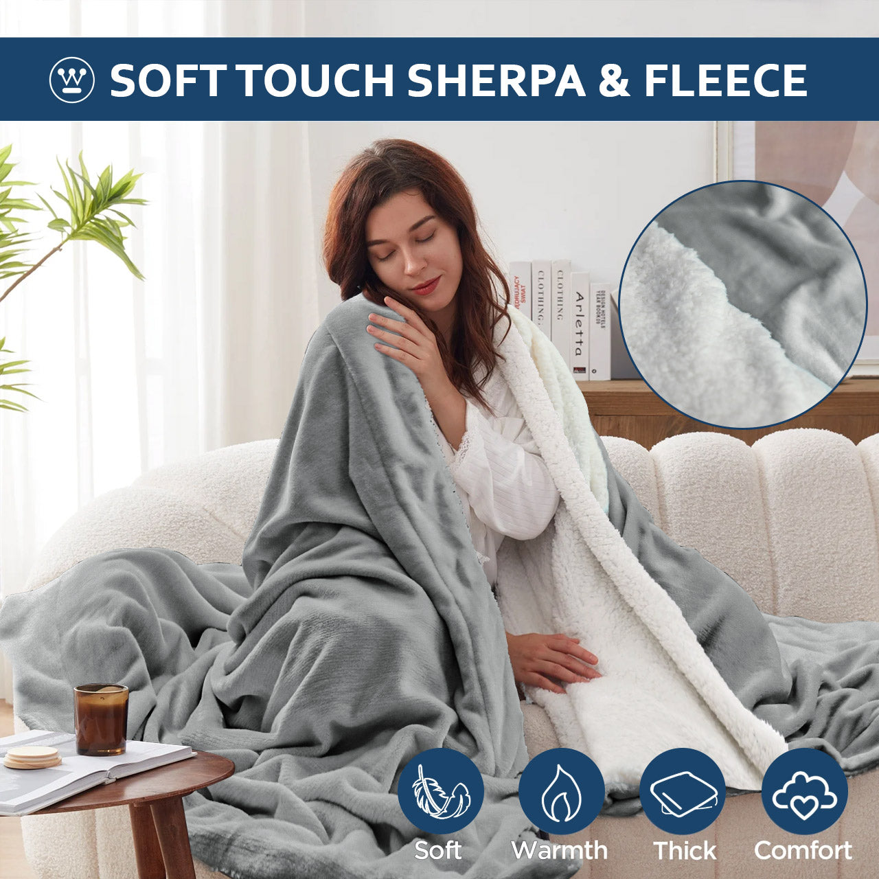 Ultra Soft Sherpa Blanket Grey