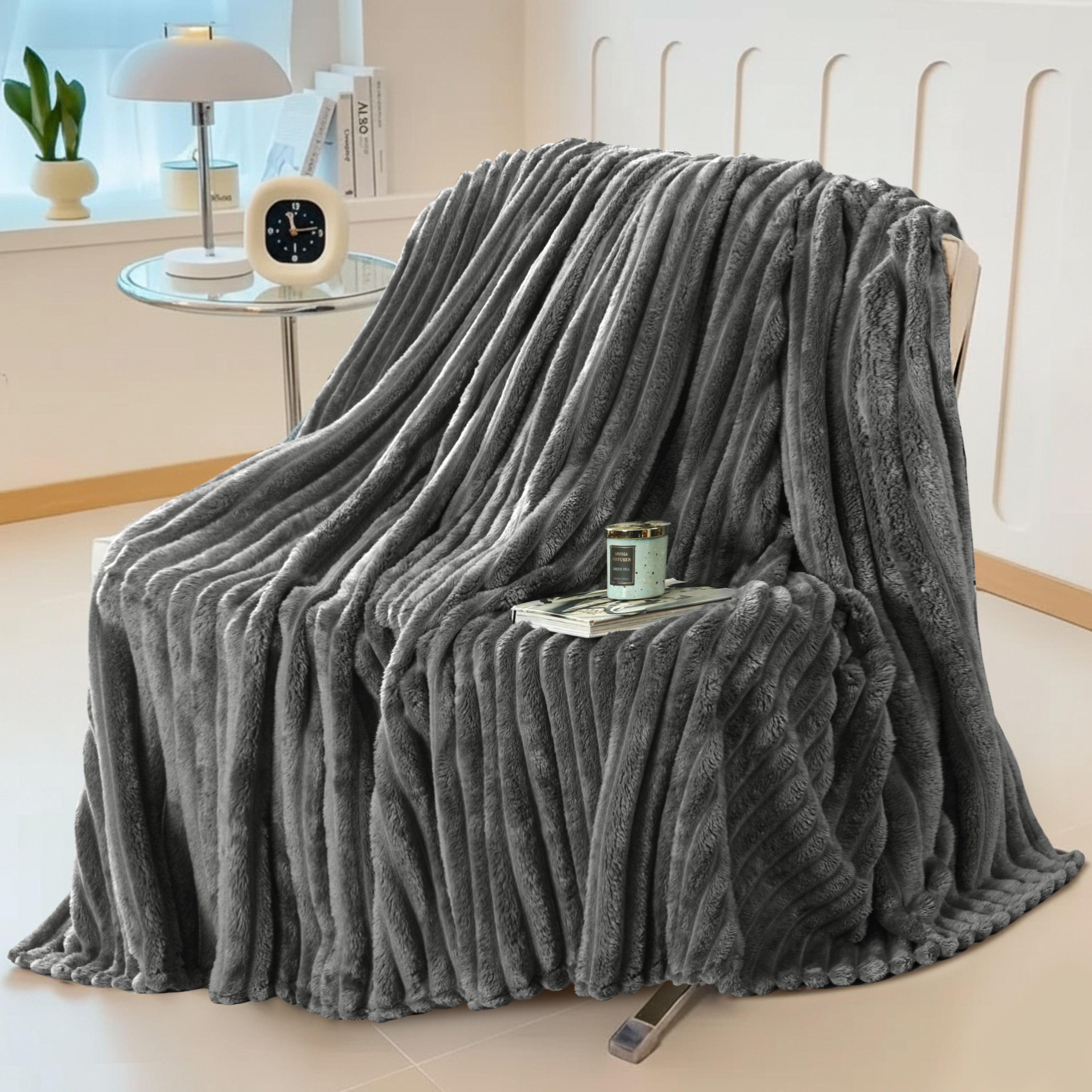 Striped Fleece Bed Blanket