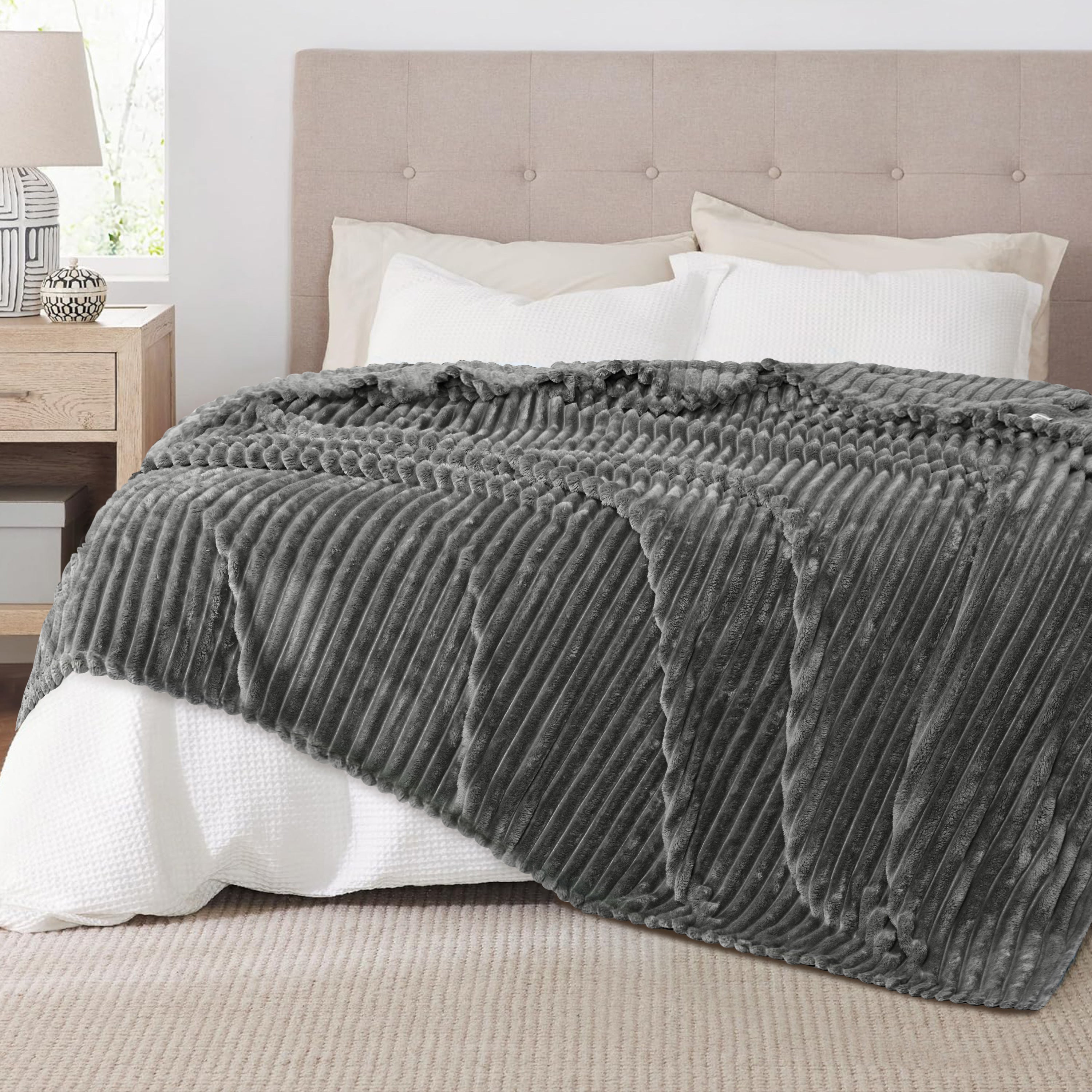 Striped Fleece Bed Blanket