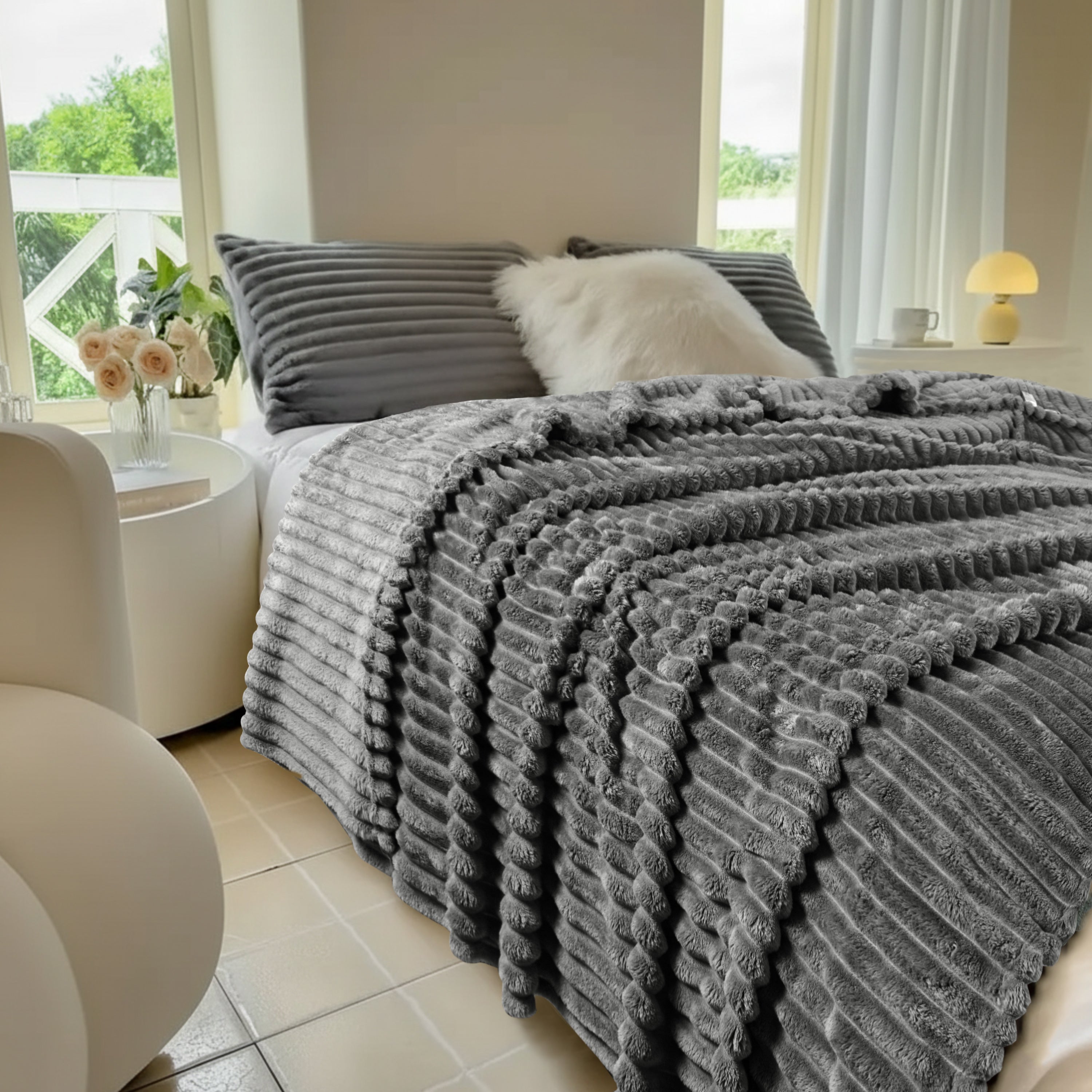 Striped Fleece Bed Blanket