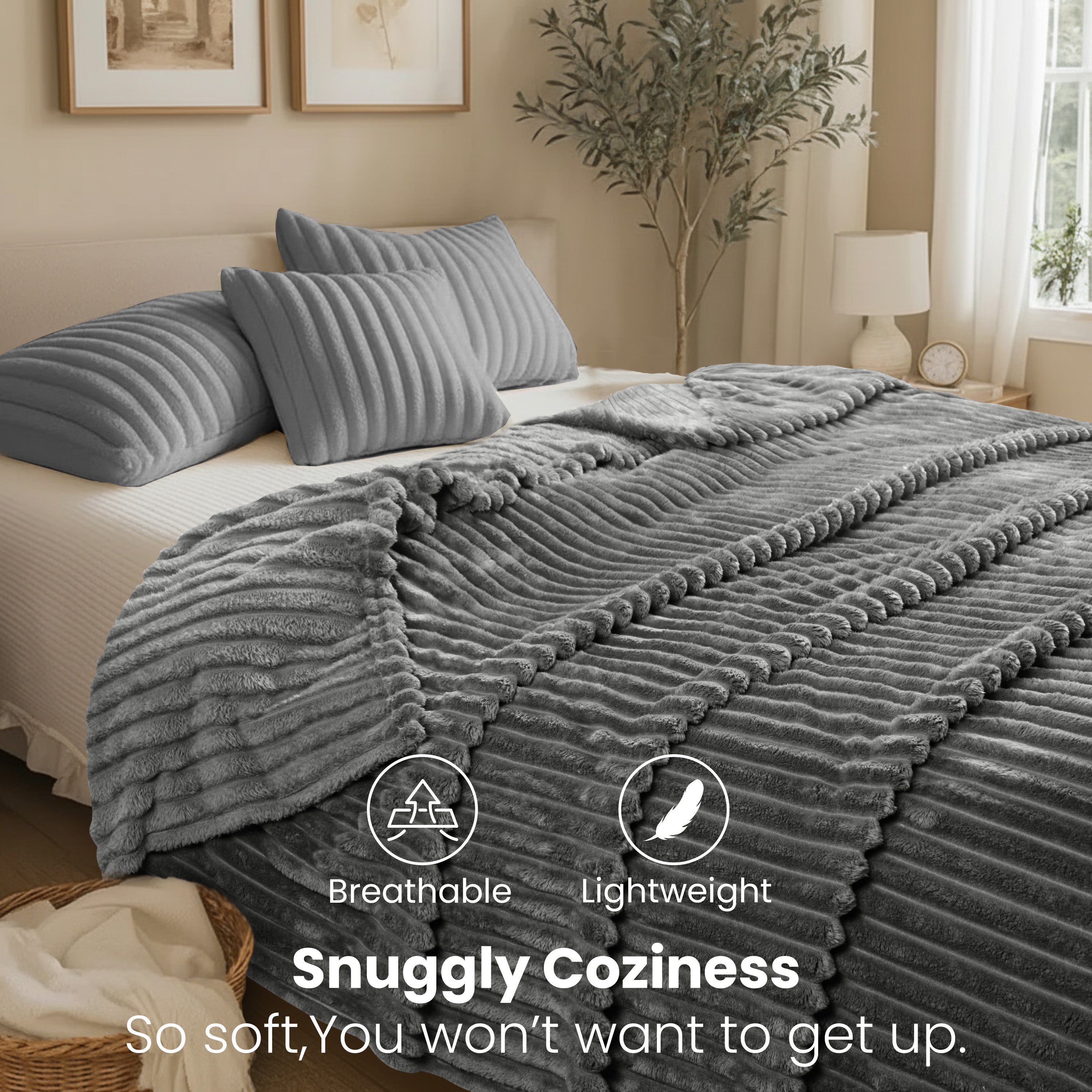 Striped Fleece Bed Blanket
