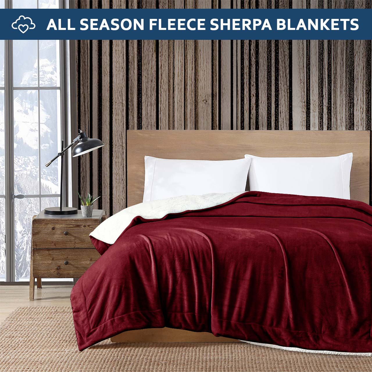 Ultra Soft Sherpa Blanket Burgundy