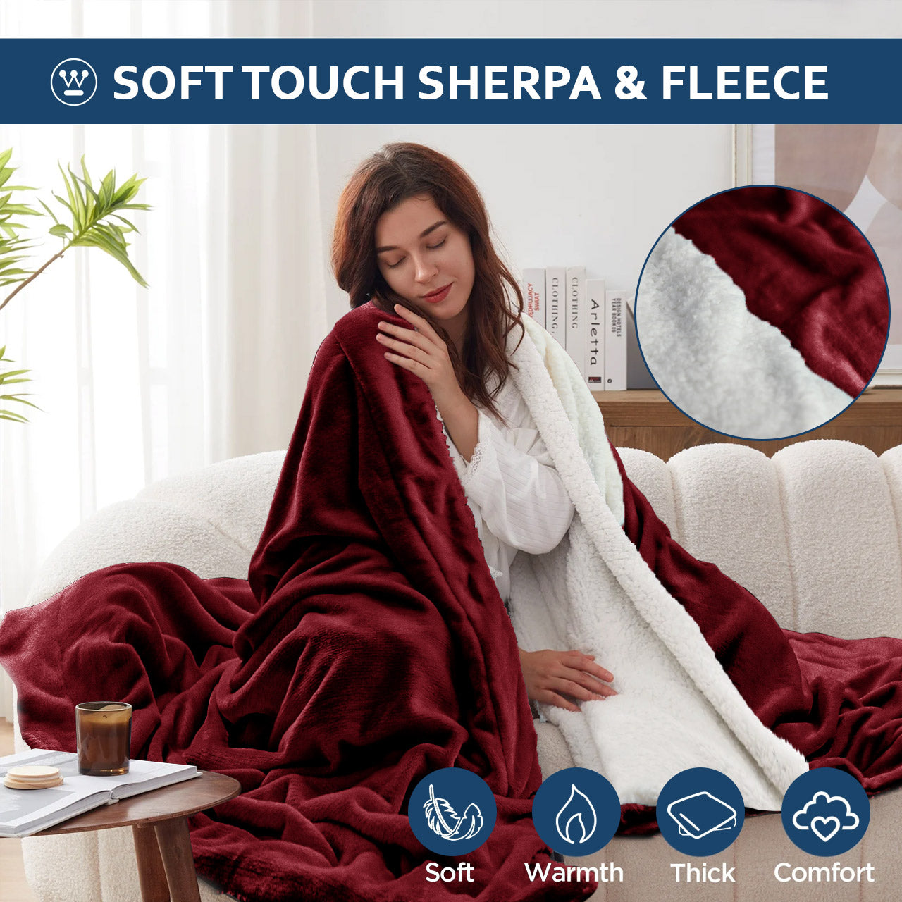 Burgundy sherpa blanket new arrivals