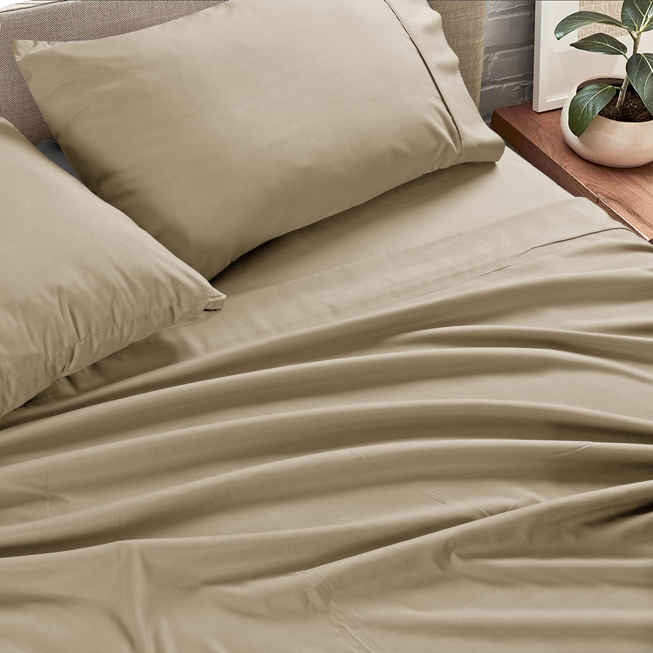 Plain Microfiber Sheet Set Beige