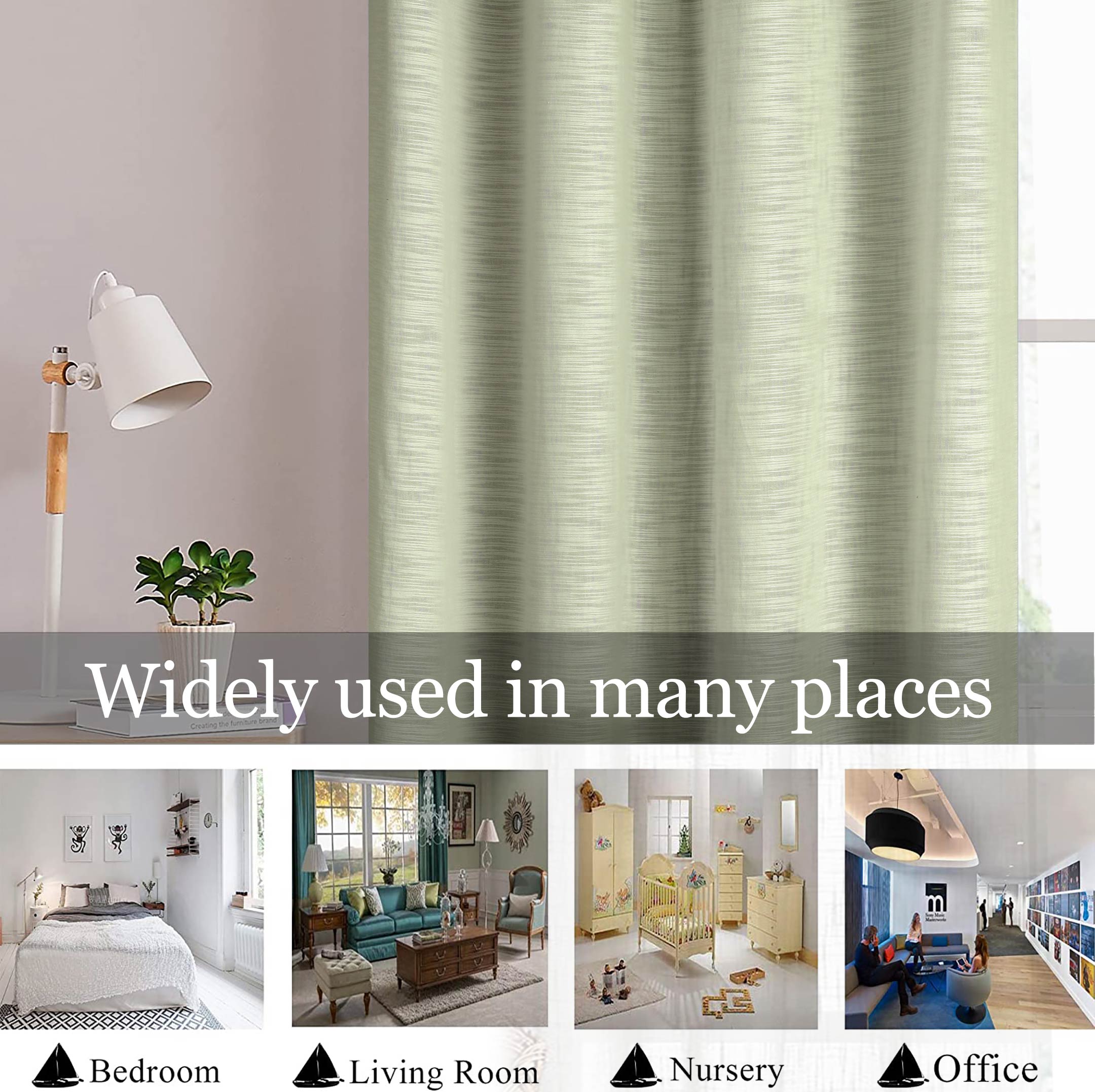 Light Weight 100% cotton Sheer Curtain Sage Green Single Panel