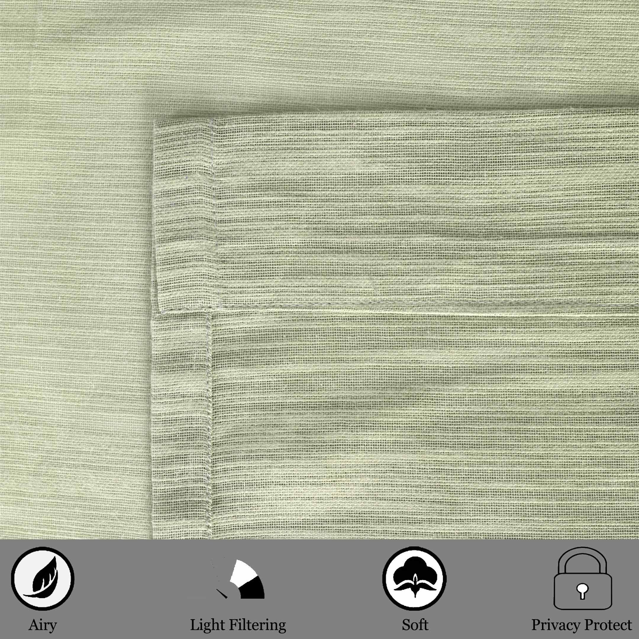 Light Weight 100% cotton Sheer Curtain Sage Green Single Panel