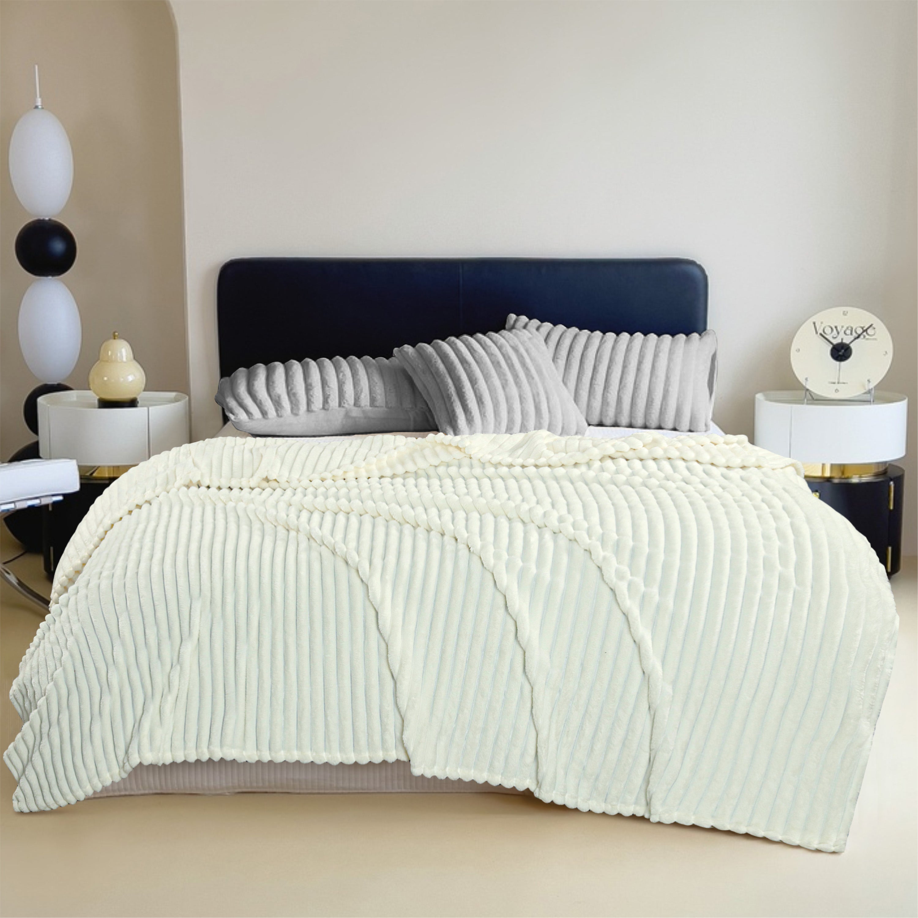 Striped Fleece Bed Blanket