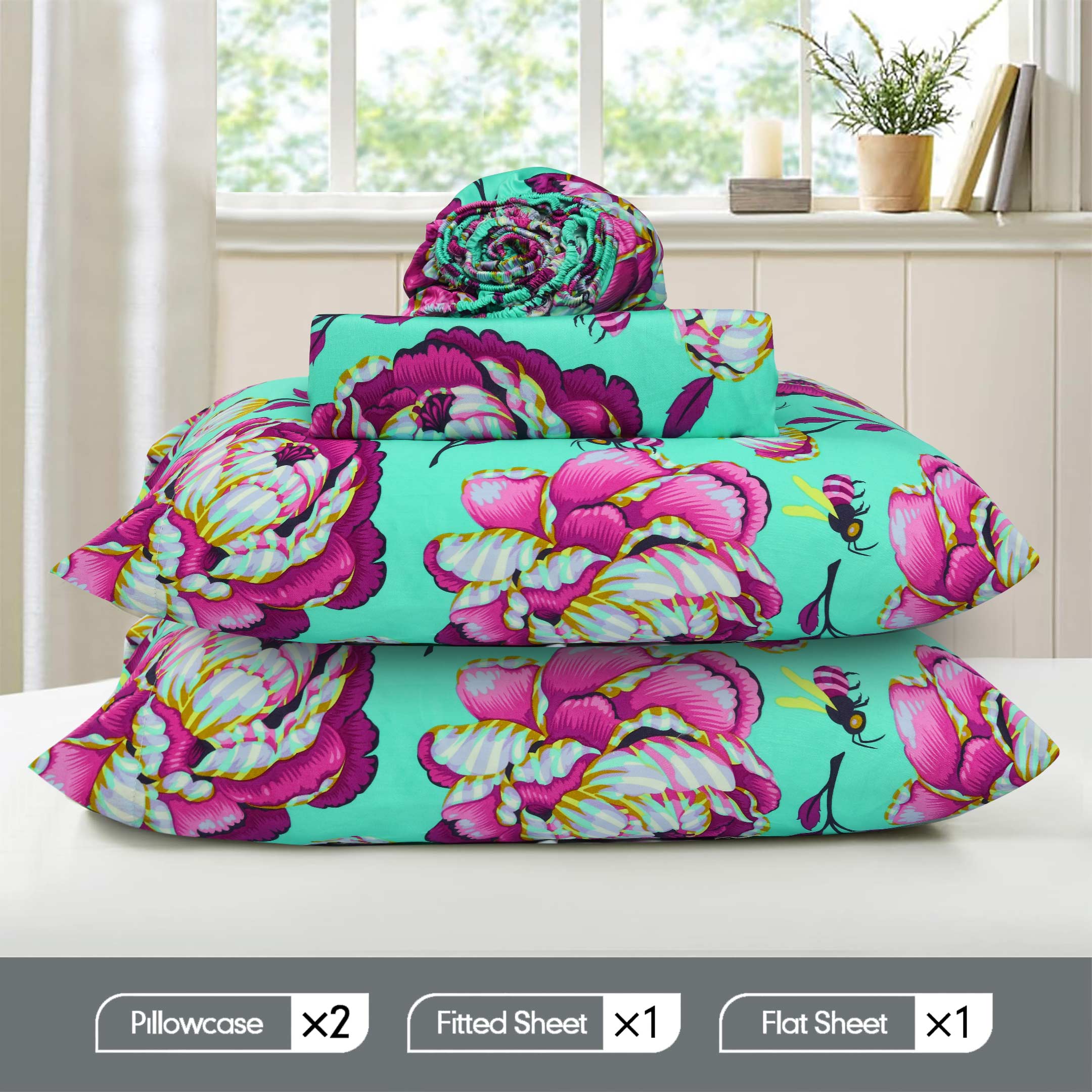 Luxury Printed Cotton Sateen Sheet Set