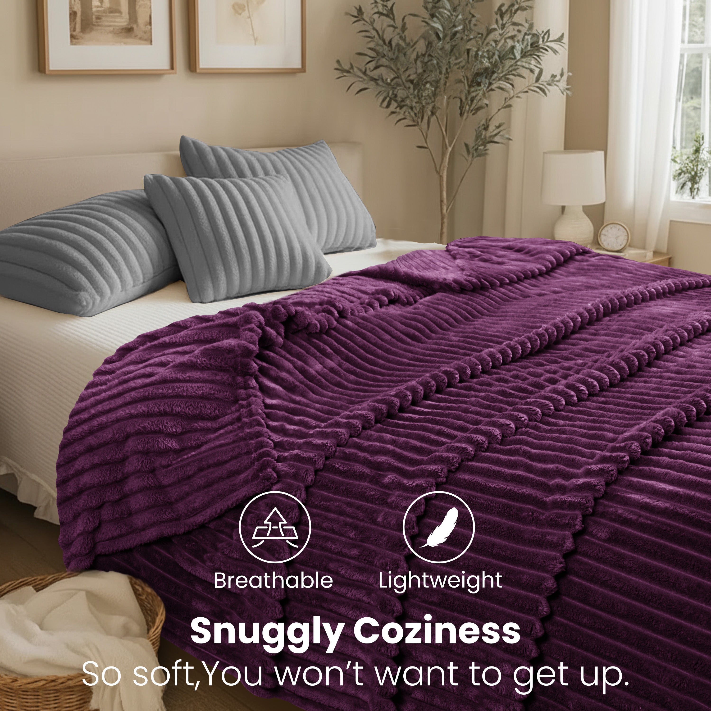 Striped Fleece Bed Blanket