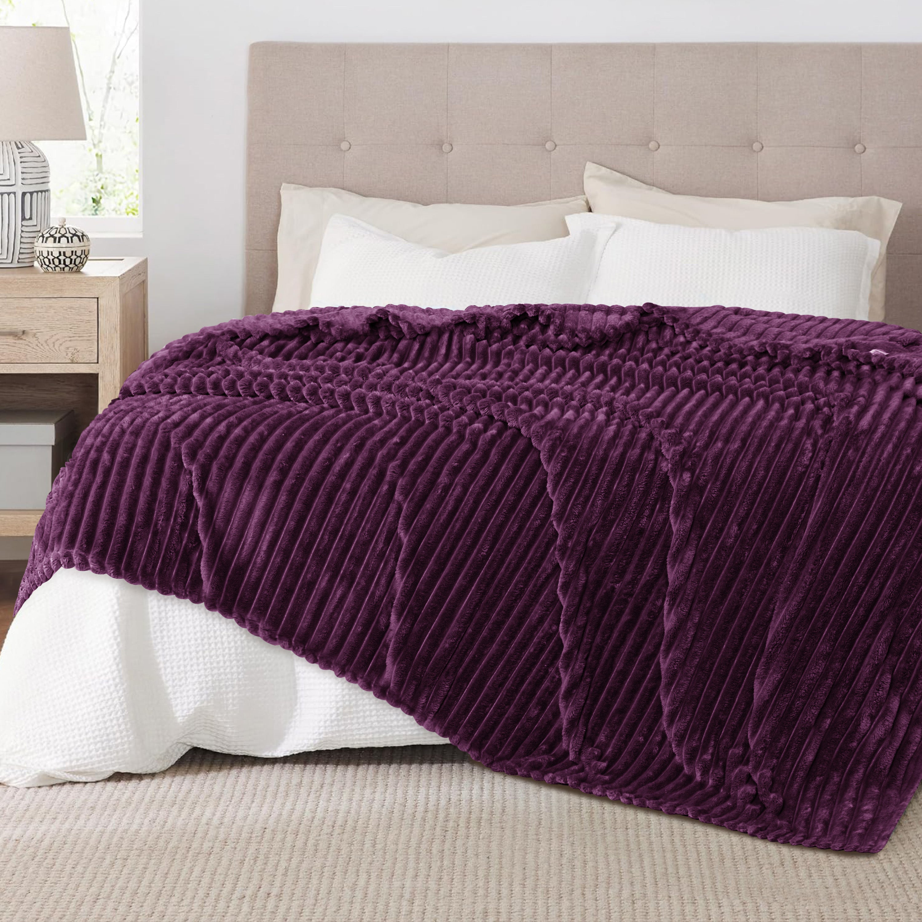 Striped Fleece Bed Blanket